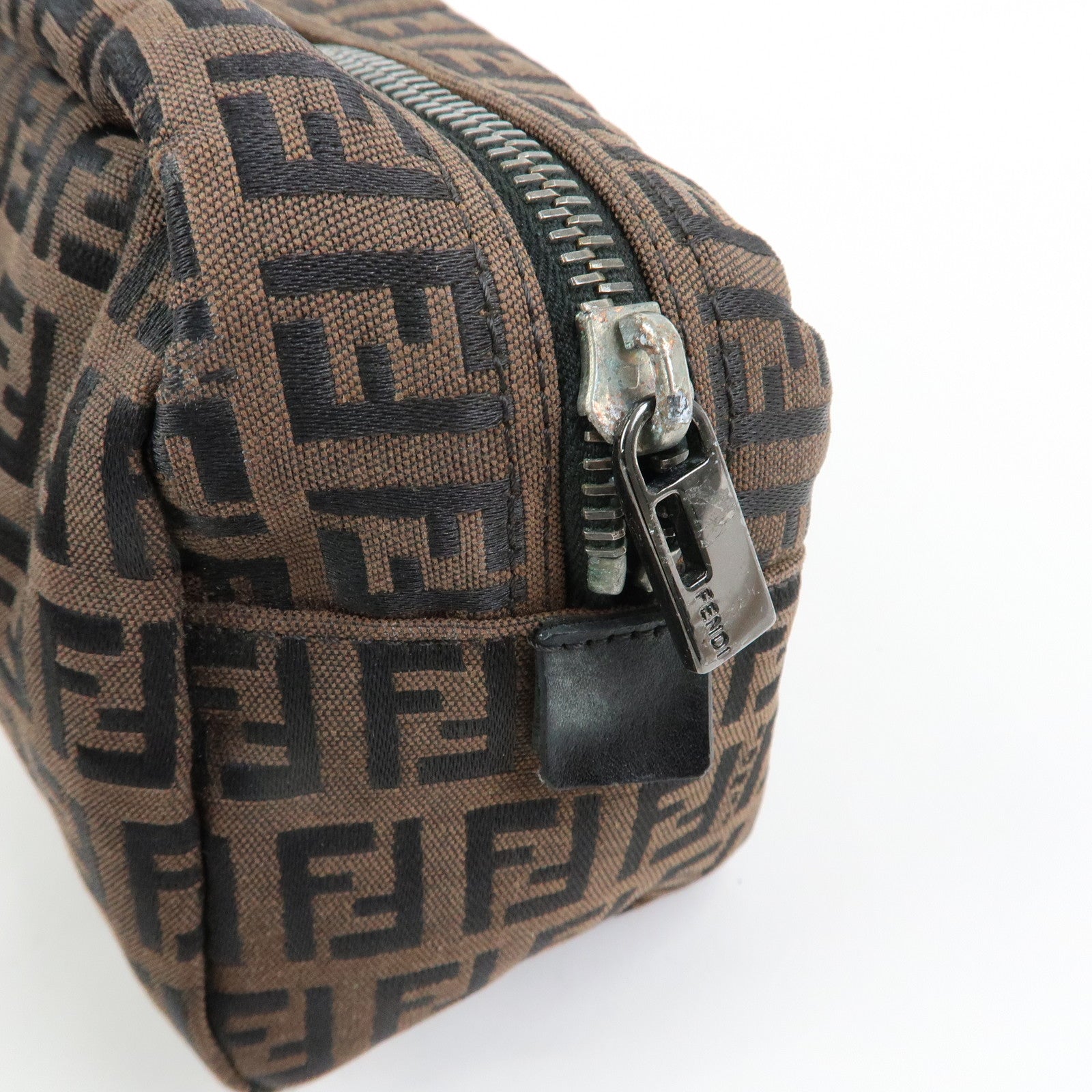 FENDI Zucca Set of 2 Canvas Leather Pouch Brown 7N0023 7N0006