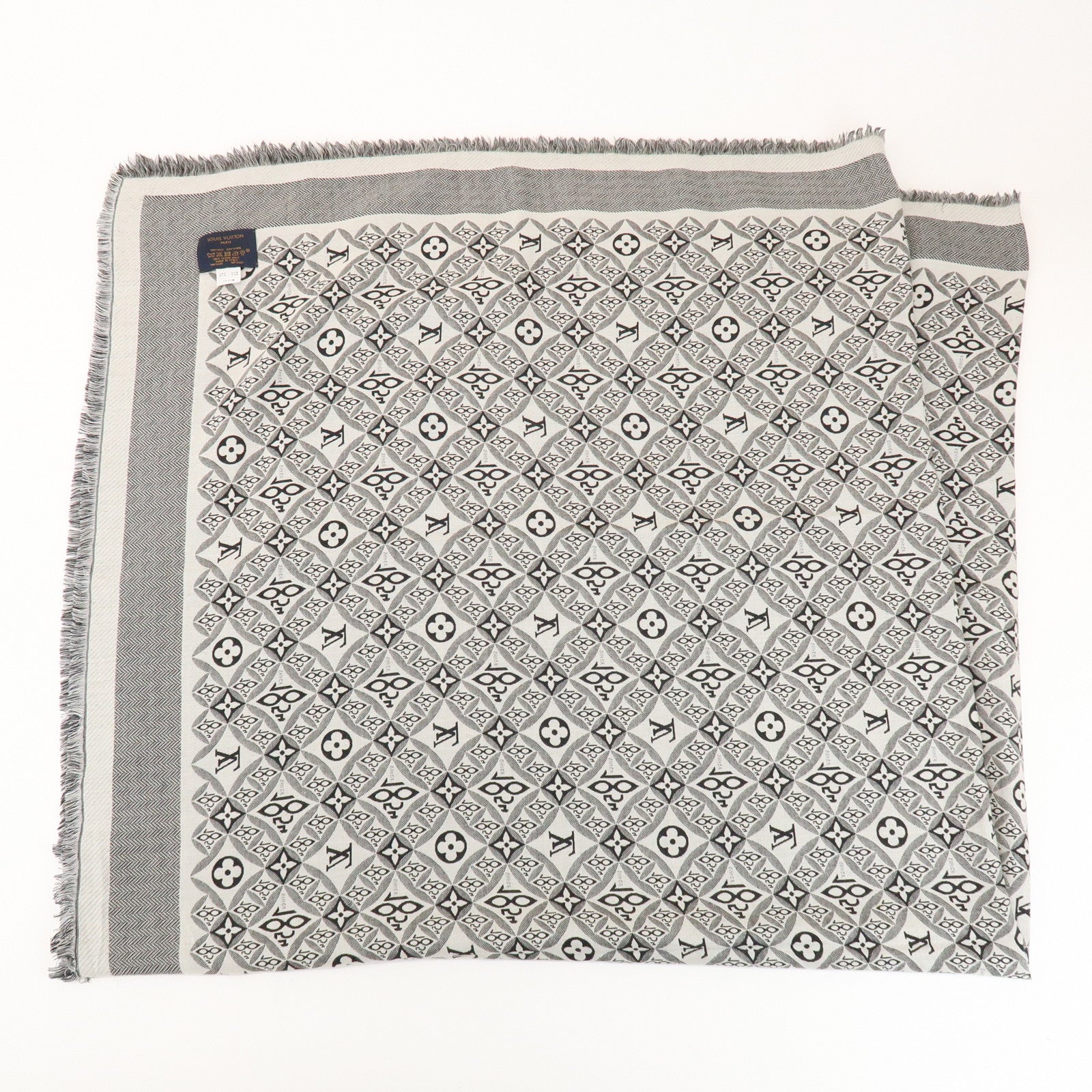 Louis Vuitton Monogram SINCE 1854 Silk Wool Scarf Black MP2821