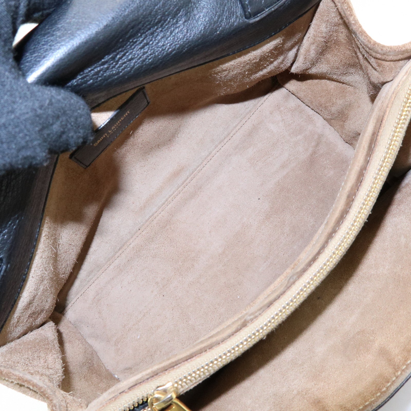 SAINT LAURENT PARIS Muse Two Canvas Leather 2Way Bag Black 313499