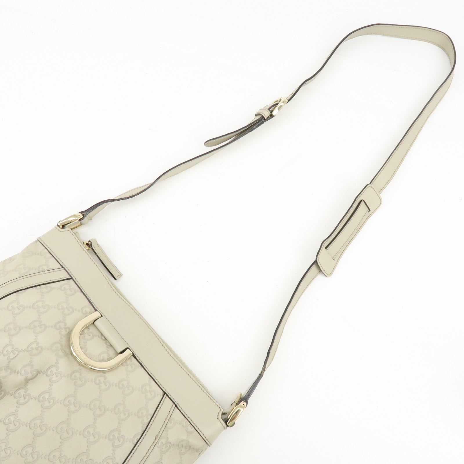 Gucci Abbey Guccissima Leather Shoulder Crossbody Bag Ivory 203257