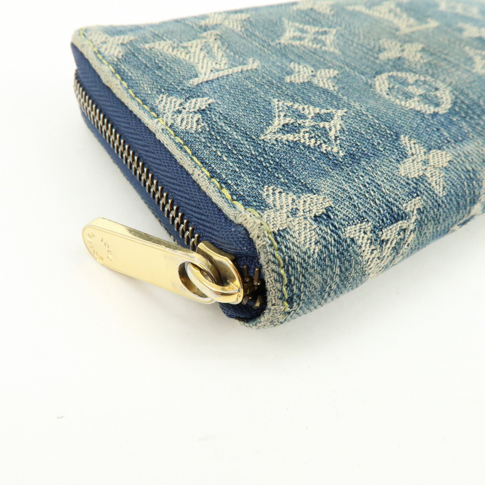 Louis Vuitton Monogram Denim Zippy Wallet Long Wallet Blue M95341