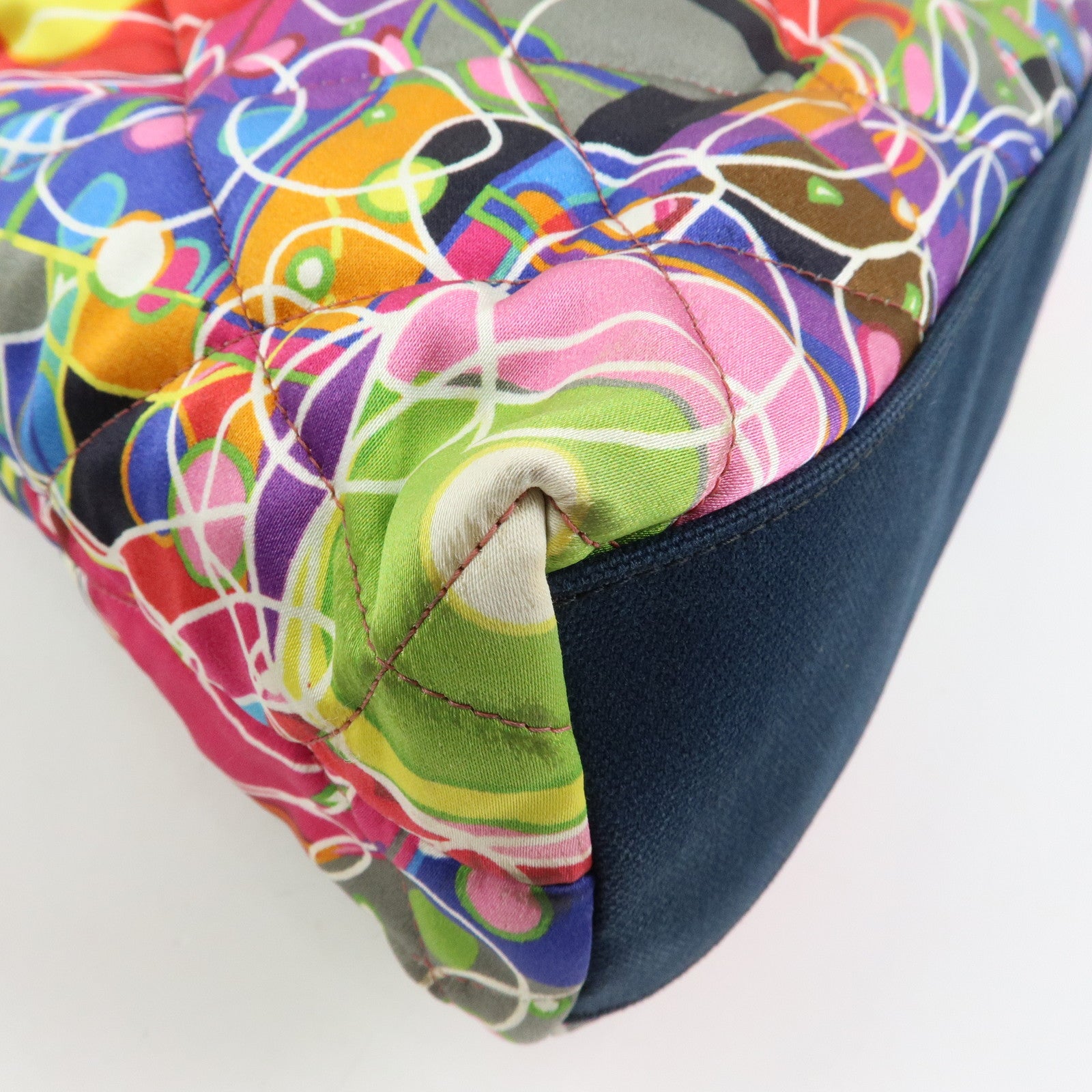 CHANEL Silk Leather Quilting Chain Shoulder Bag Hand Bag Multicolor
