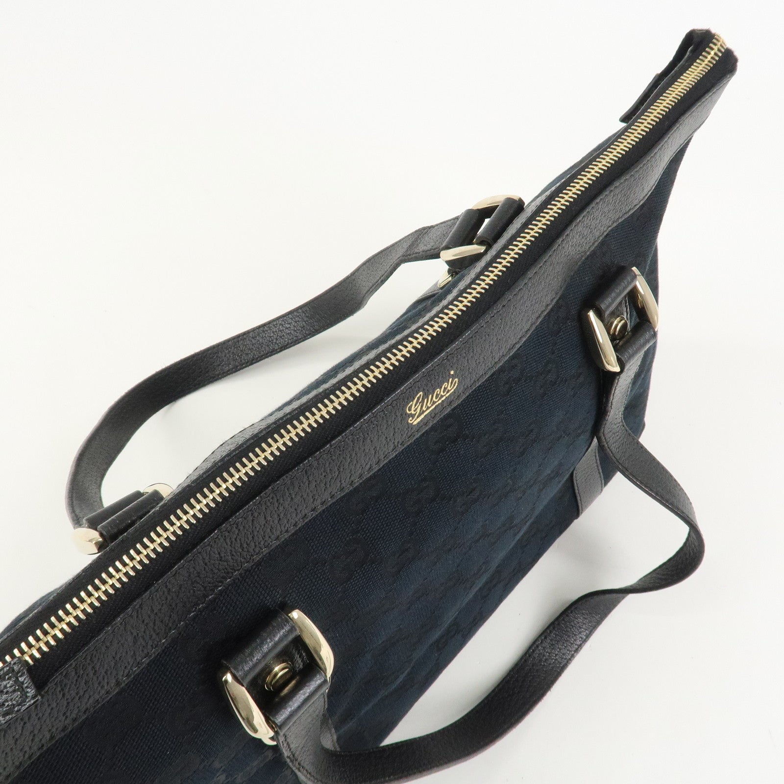 GUCCI Abbey GG Canvas Leather Tote Bag Shoulder Bag Black 141470