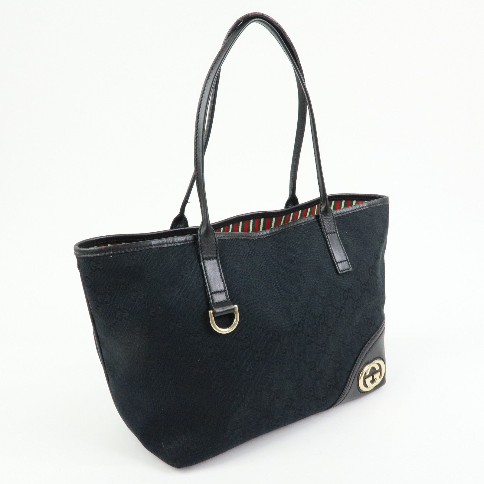 GUCCI Interlocking G New Britt GG Canvas Leather Tote Bag 169946