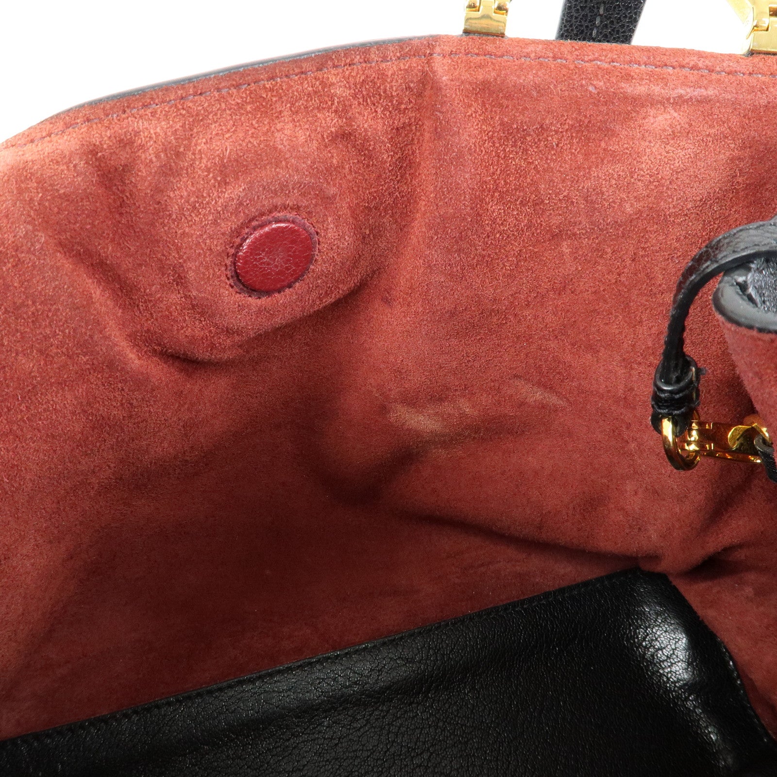 MIU MIU Madras Leather Tote Bag Hand Bag Shoulder Bag Black 5BG025