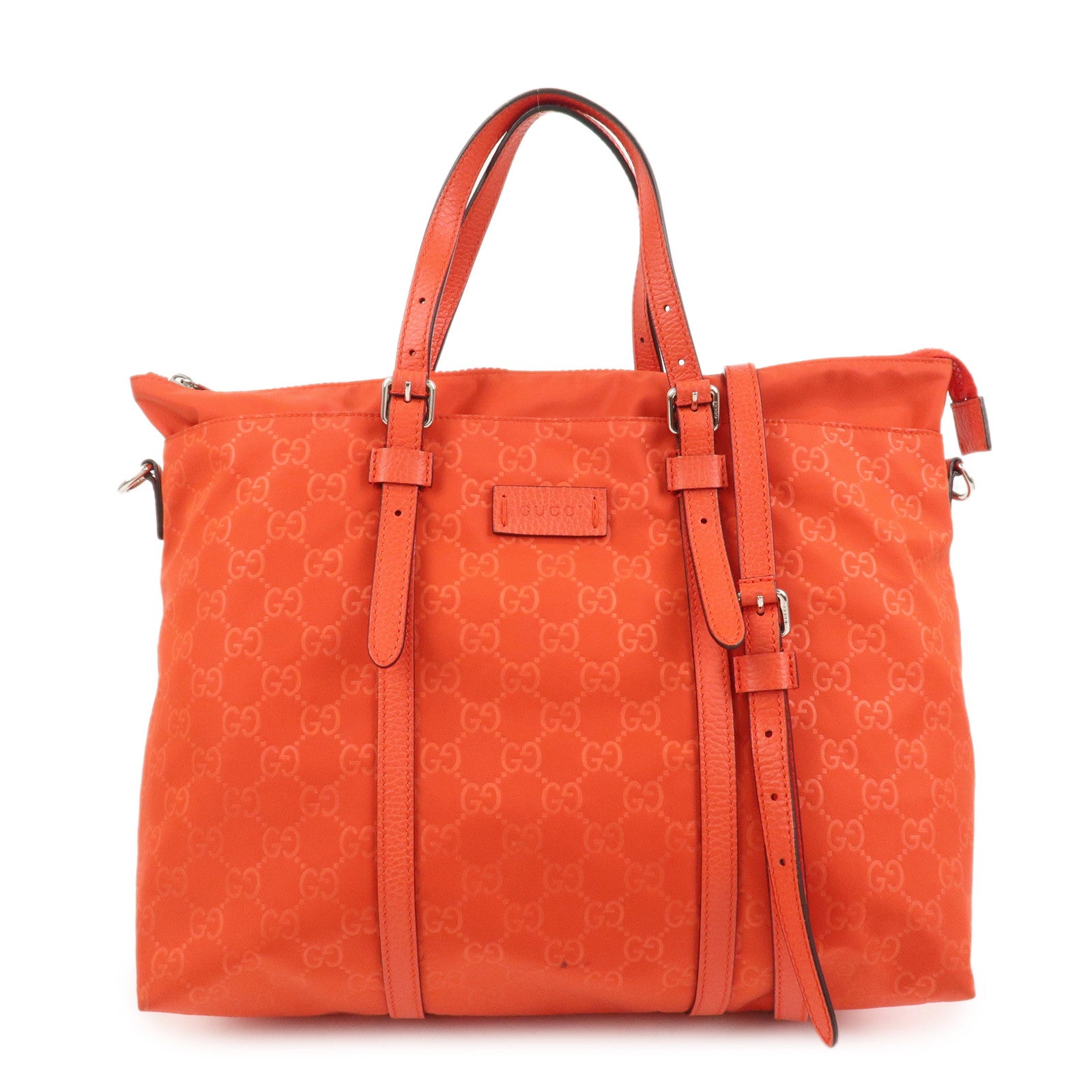 GUCCI GG Nylon Leather 2WAY Bag Hand Bag Shoulder Bag Red 387067