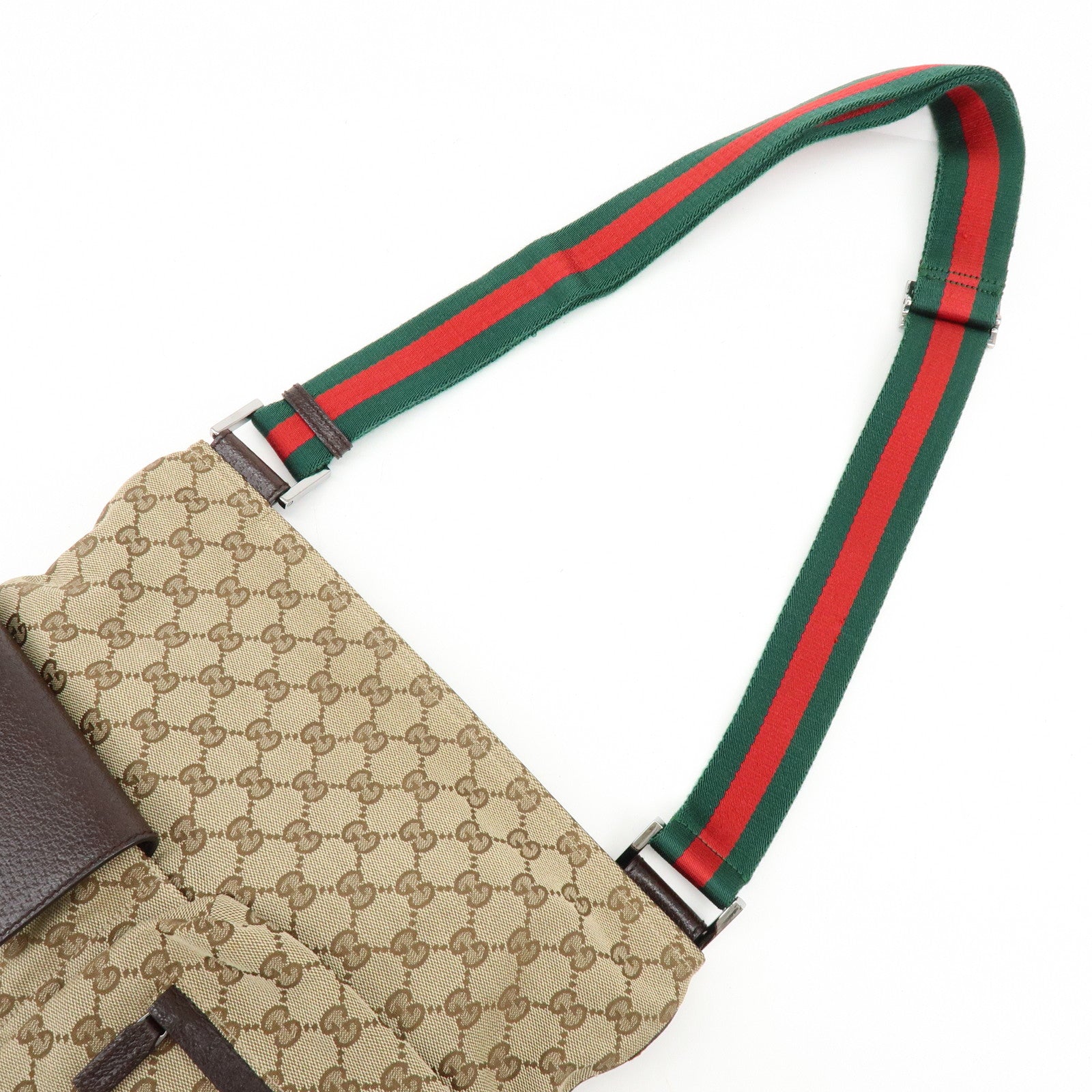 GUCCI Sherry GG Canvas Leather Shoulder Bag Beige Brown 169937