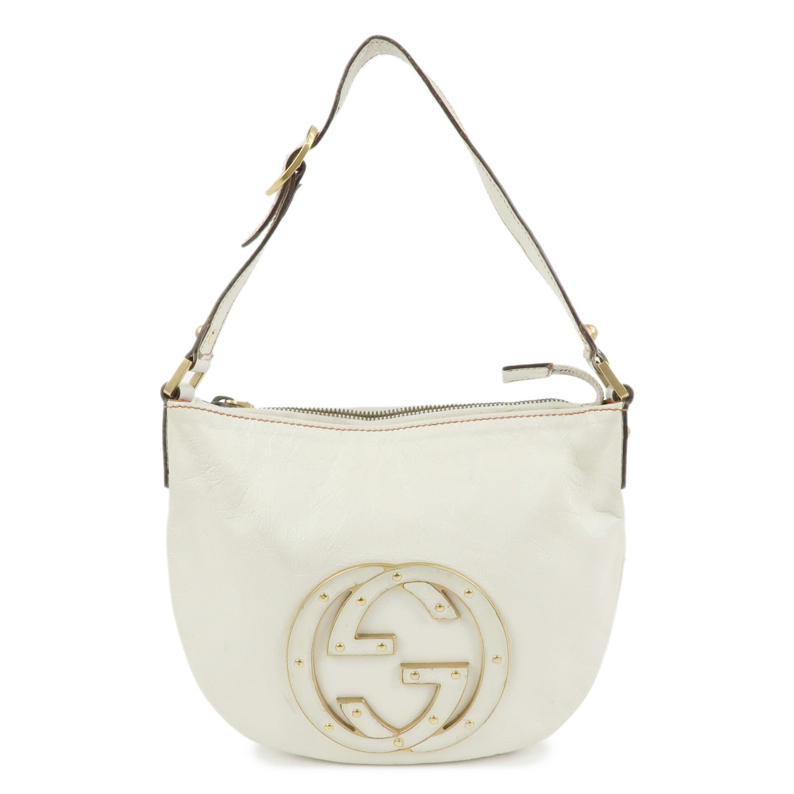 GUCCI Interlocking G Leather Hand Bag Shoulder Bag Ivory 121552