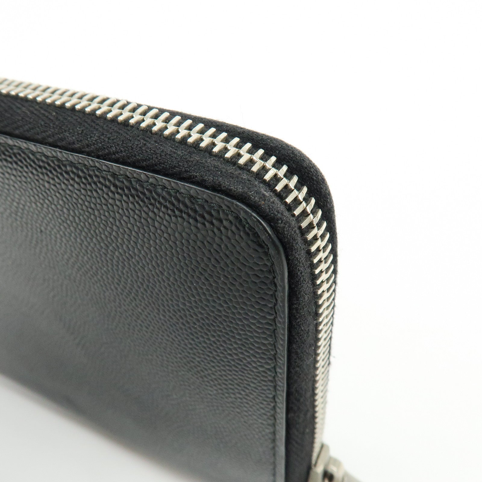 SAINT LAURENT PARIS Leather Round Zippy Long Wallet Black