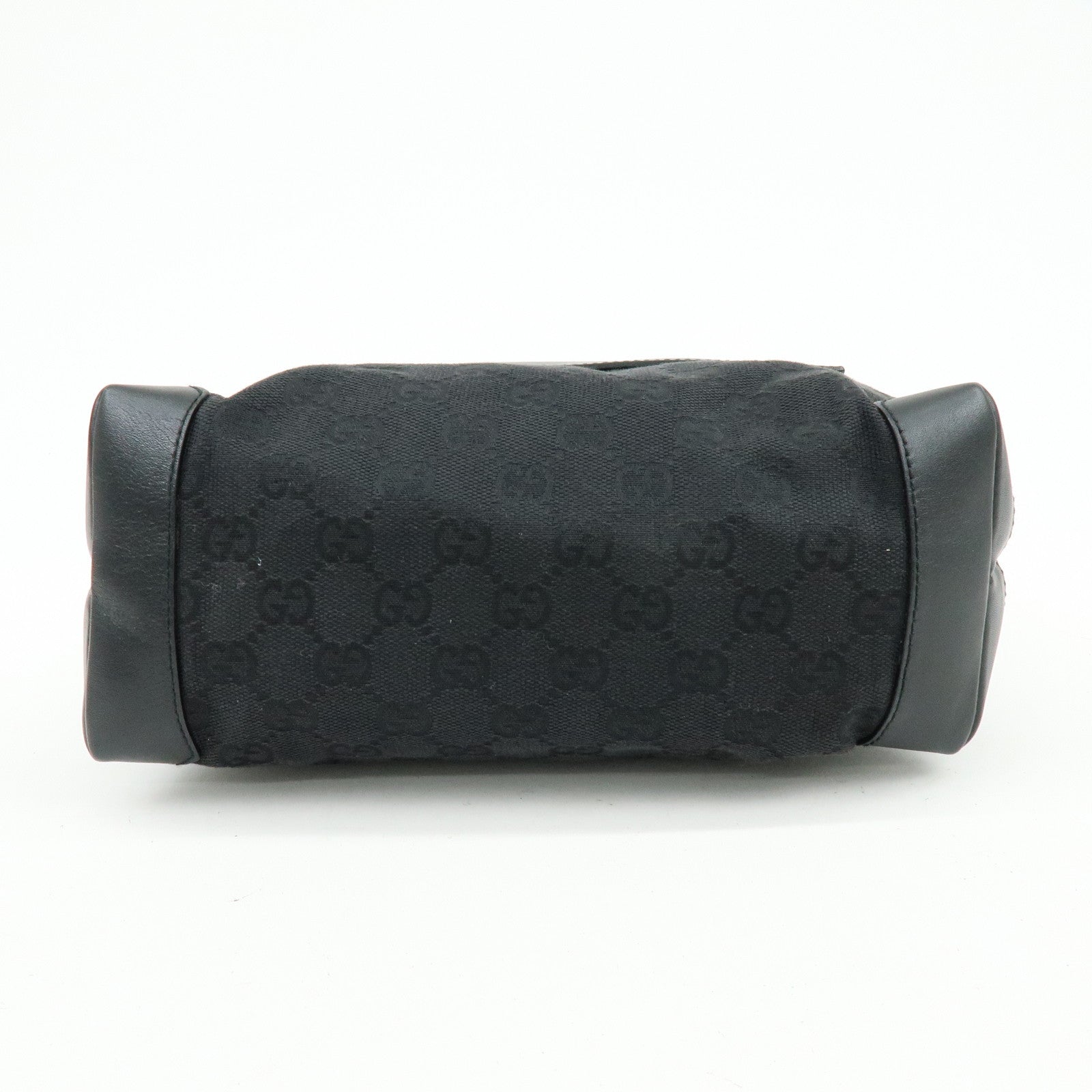 GUCCI GG Canvas Leather Tote Bag Shoulder Bag Black 28893