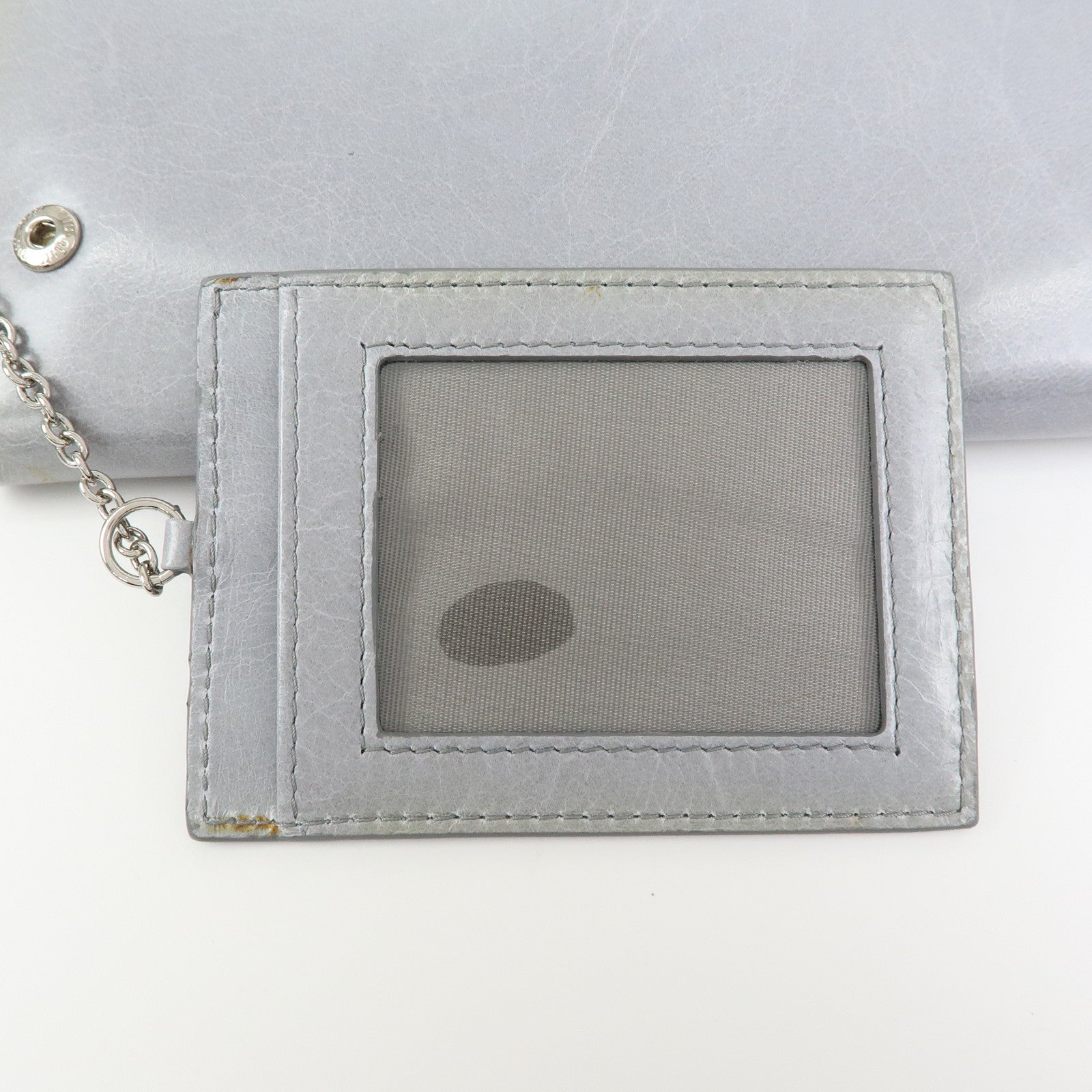 MIU MIU Vitello Shine Fur Flap Long Wallet Gray 5MH109