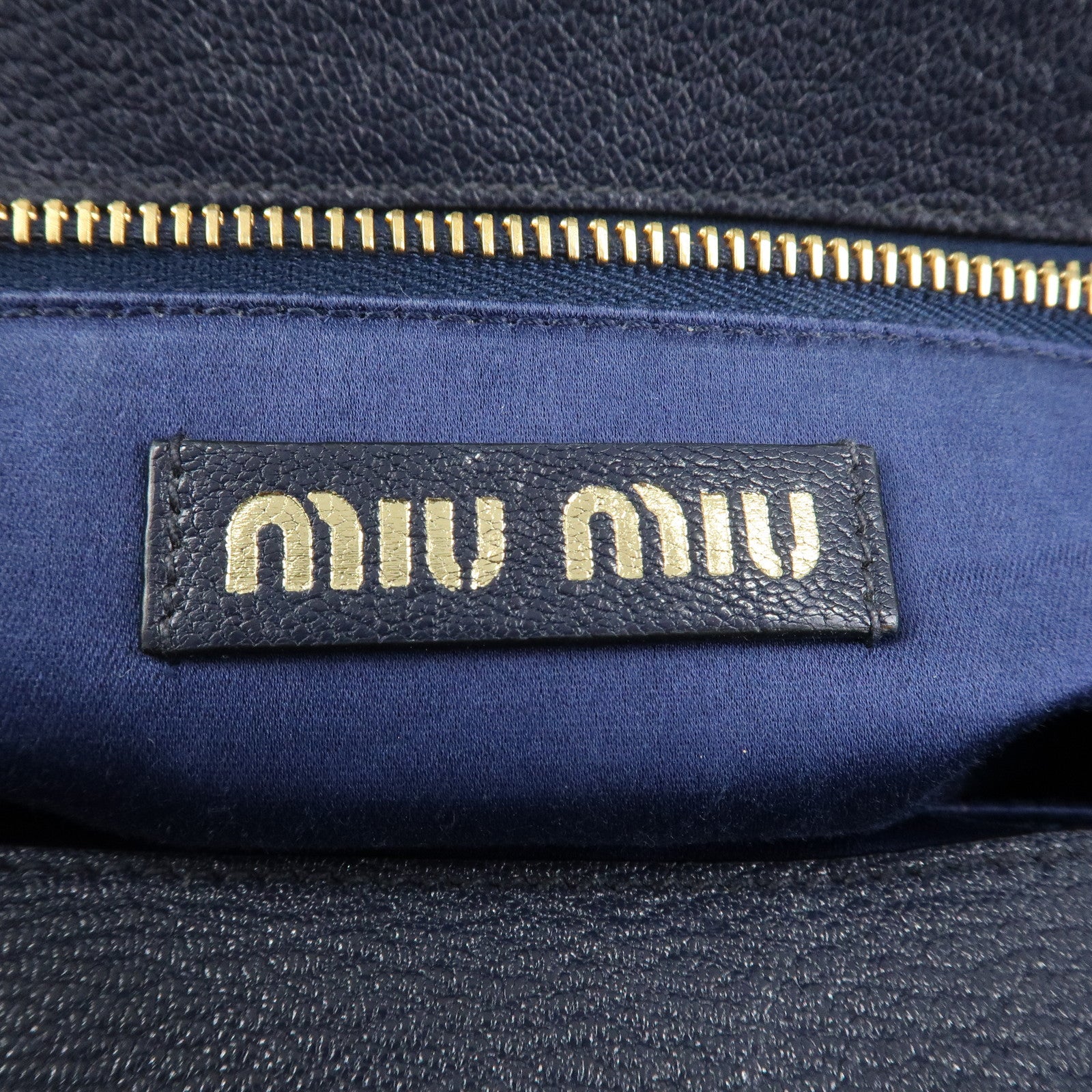 MIU MIU Madras Denim Leather 2Way Hand Bag Shoulder Bag 5BA130