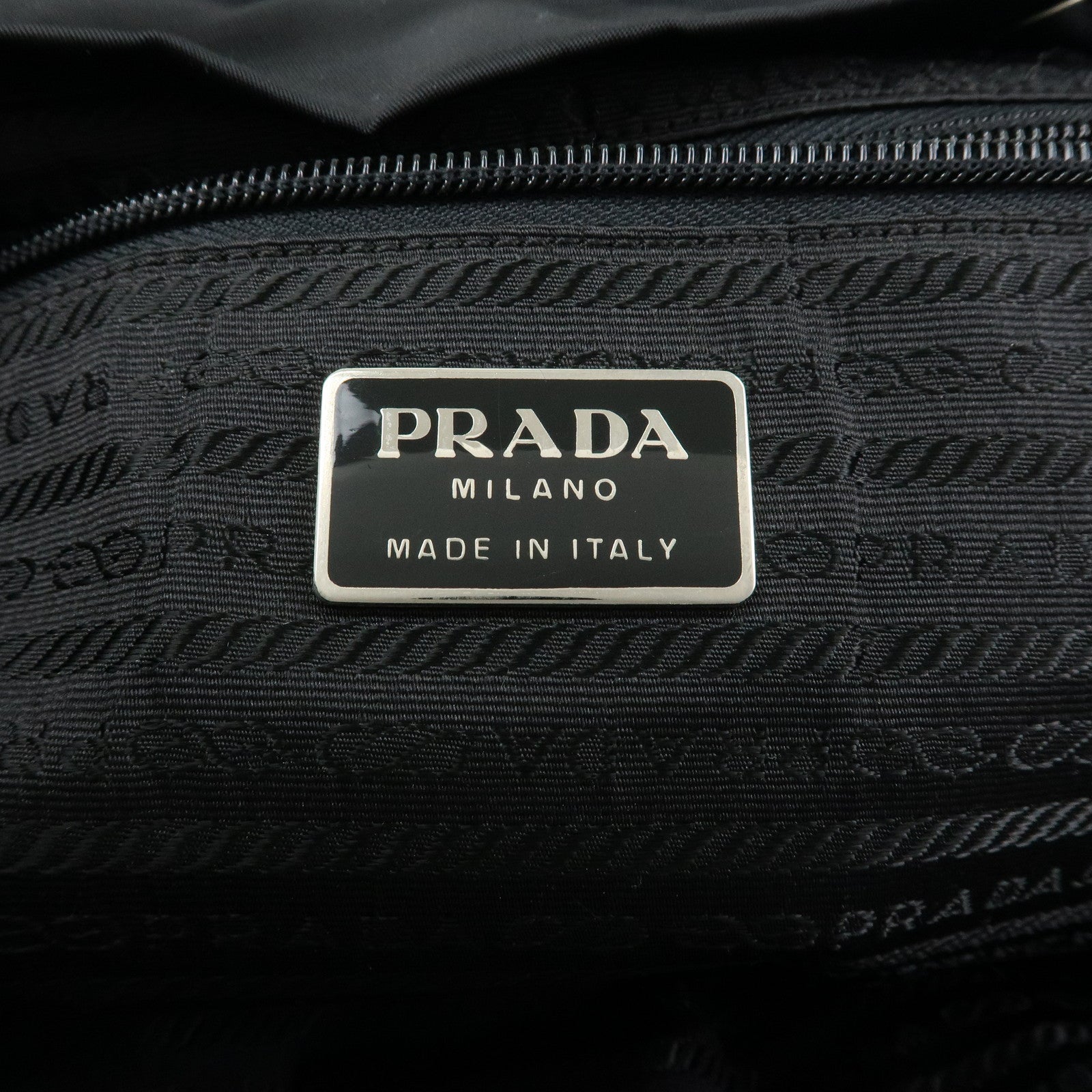 PRADA Triangle Logo Nylon Leather Backpack Rucksuck Black