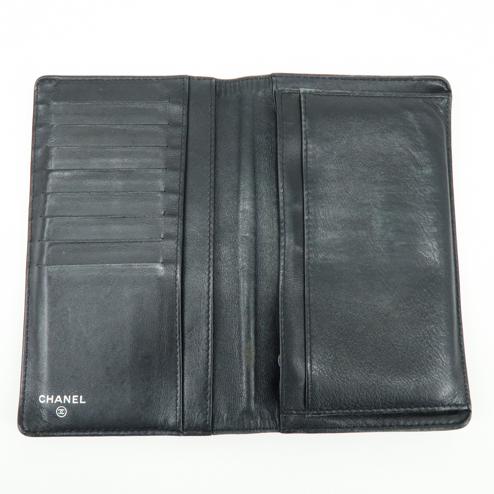 CHANEL COCO Mark Caviarskin Bi-fold Long Wallet Black A48651