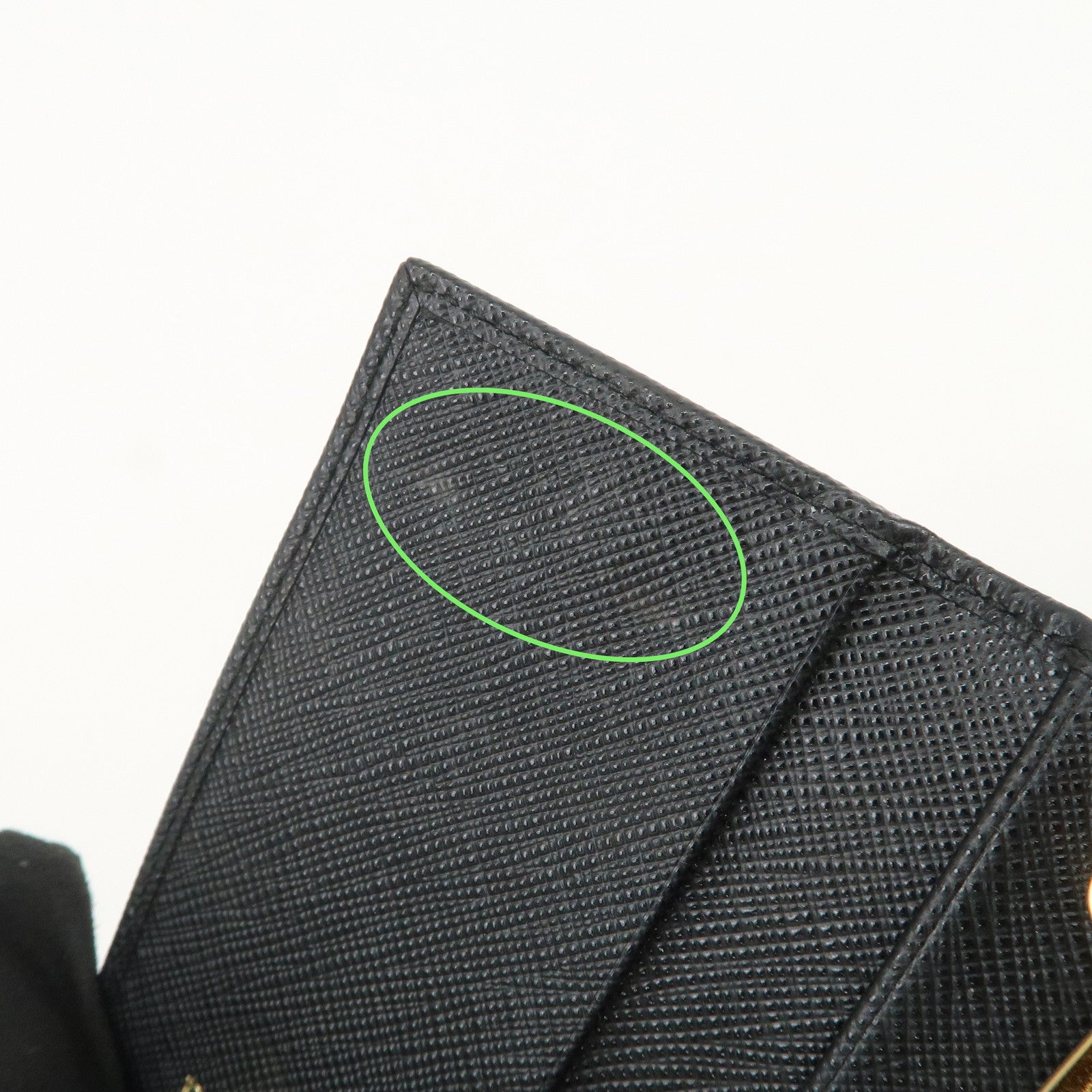 PRADA Logo Saffiano Leather Key Case Key Holder Black