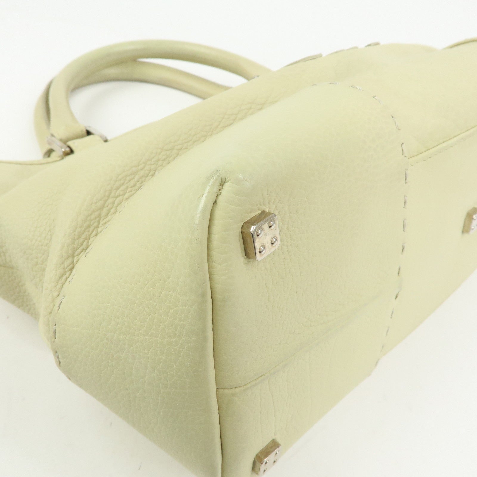 LOEWE Anagram Leather Tote Bag Hand Bag Ivory