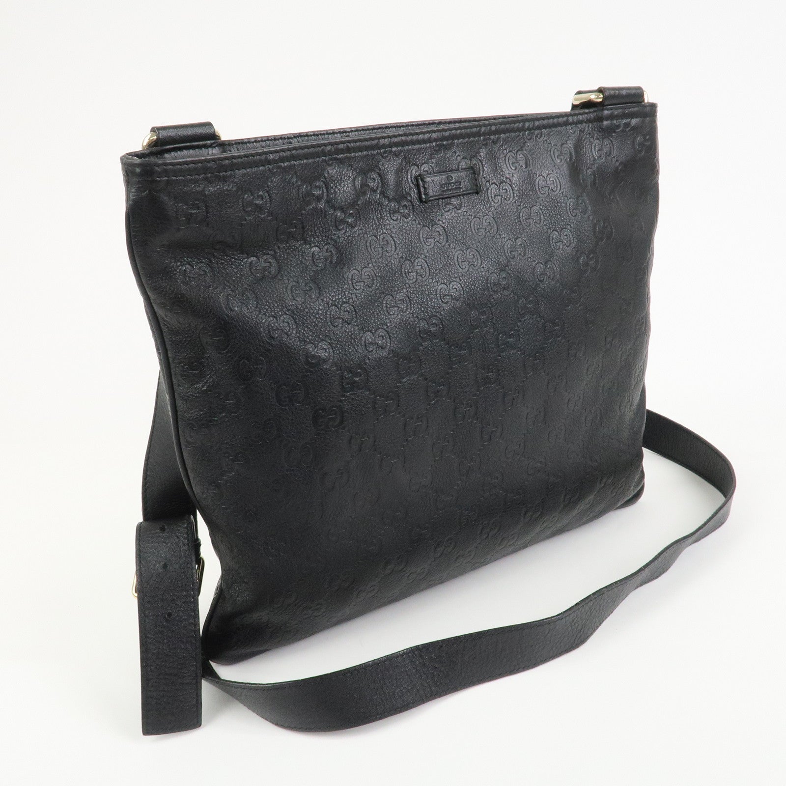 GUCCI Guccissima Leather Shoulder Bag Crossbody Bag Black 201446