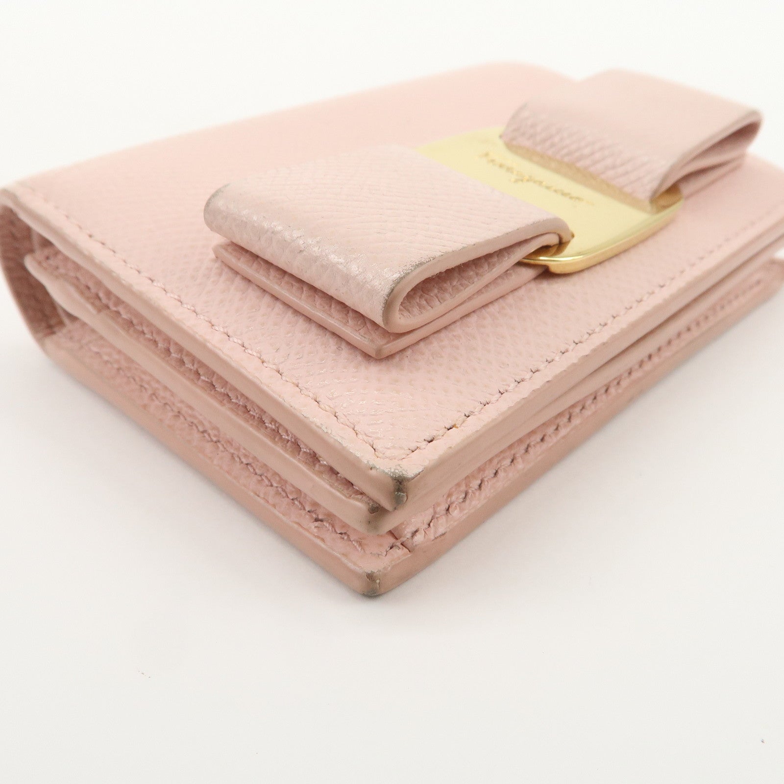 Ferragamo Gancini Vara Ribbon Set of 2 Wallet Black Pink