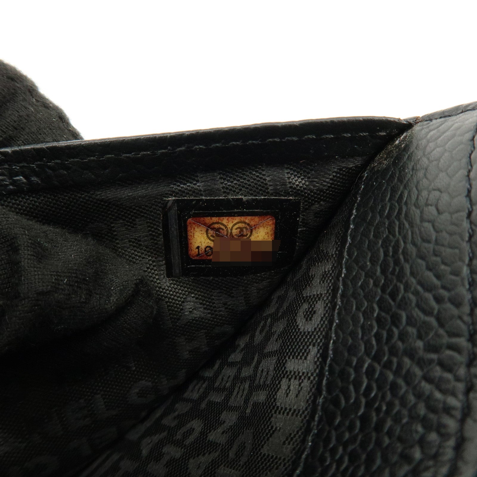 CHANEL Chocolate Bar Lamb Skin Round Zippy Wallet Black