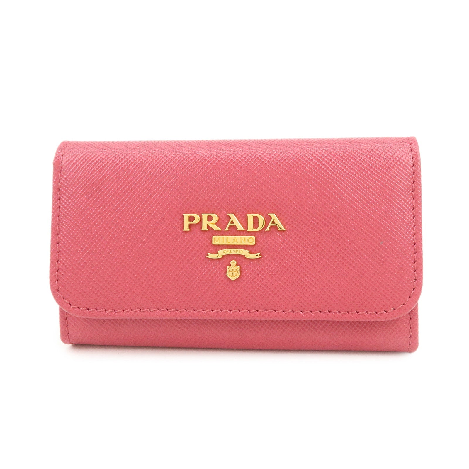 PRADA Logo Saffiano Leather 6 Rings Key Case Key Holder Pink 1PG222