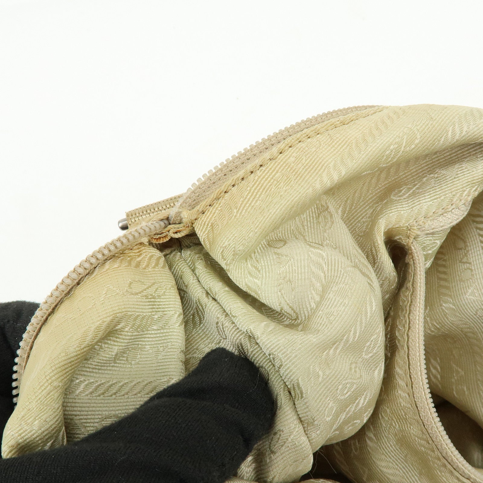 PRADA Triangle Logo Nylon Leather Shoulder Bag Hand Bag Beige