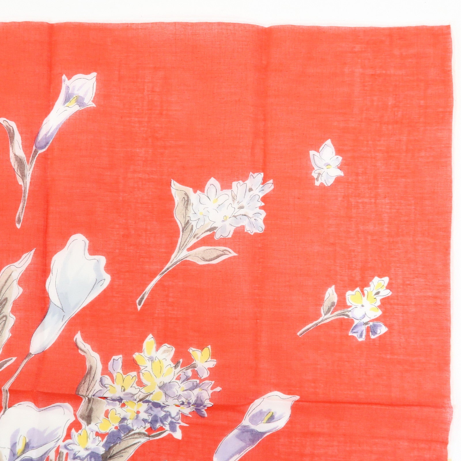 Christian Dior Set of 2 Cotton 100% Scarf Flower Print Red