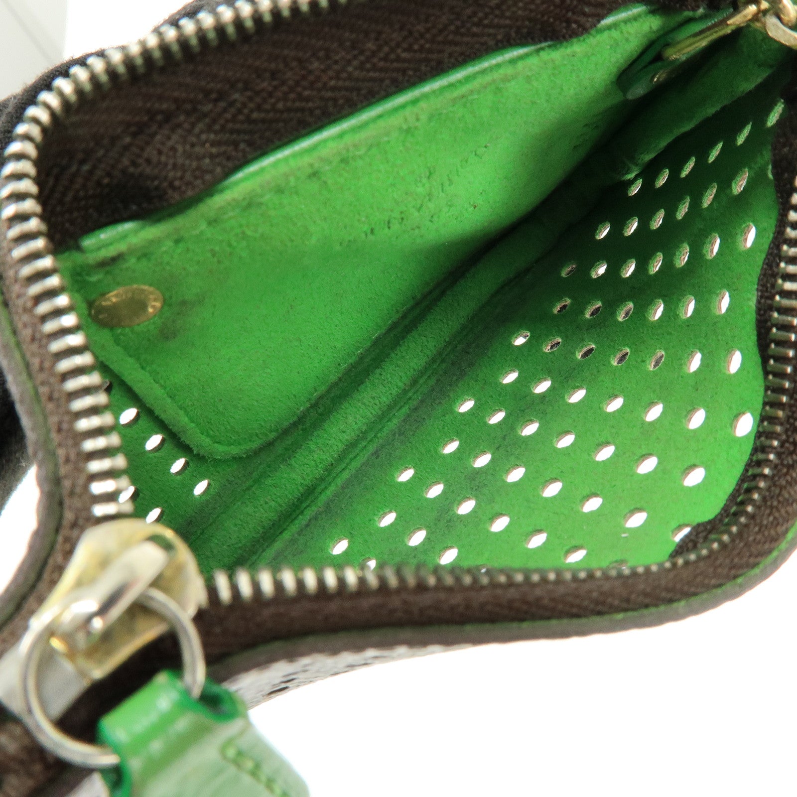 Louis Vuitton Monogram Perfo Pochette Cles Key Case Vert M95186