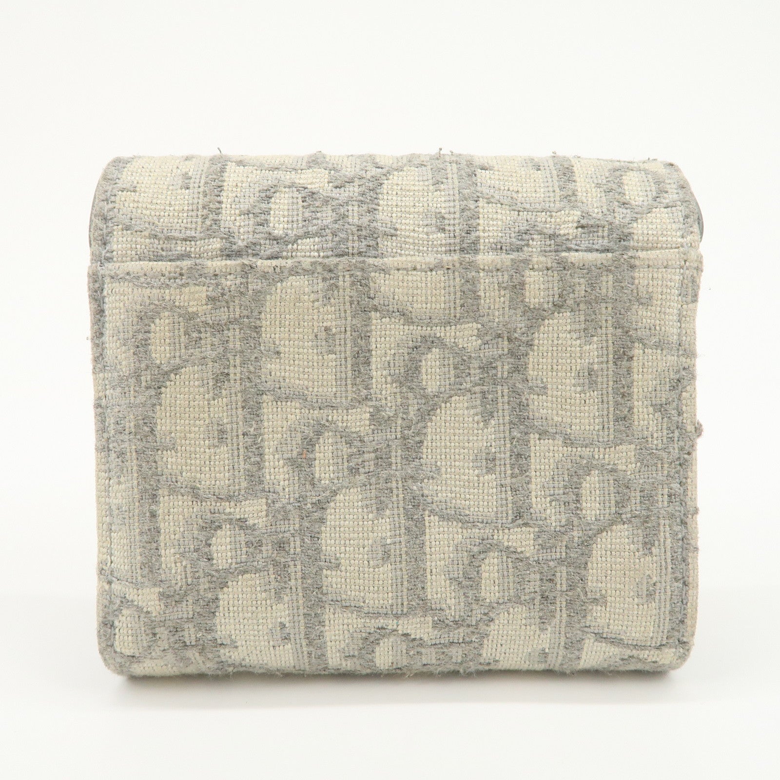 Christian Dior Oblique Jacquard Saddle Lotus Wallet Gray