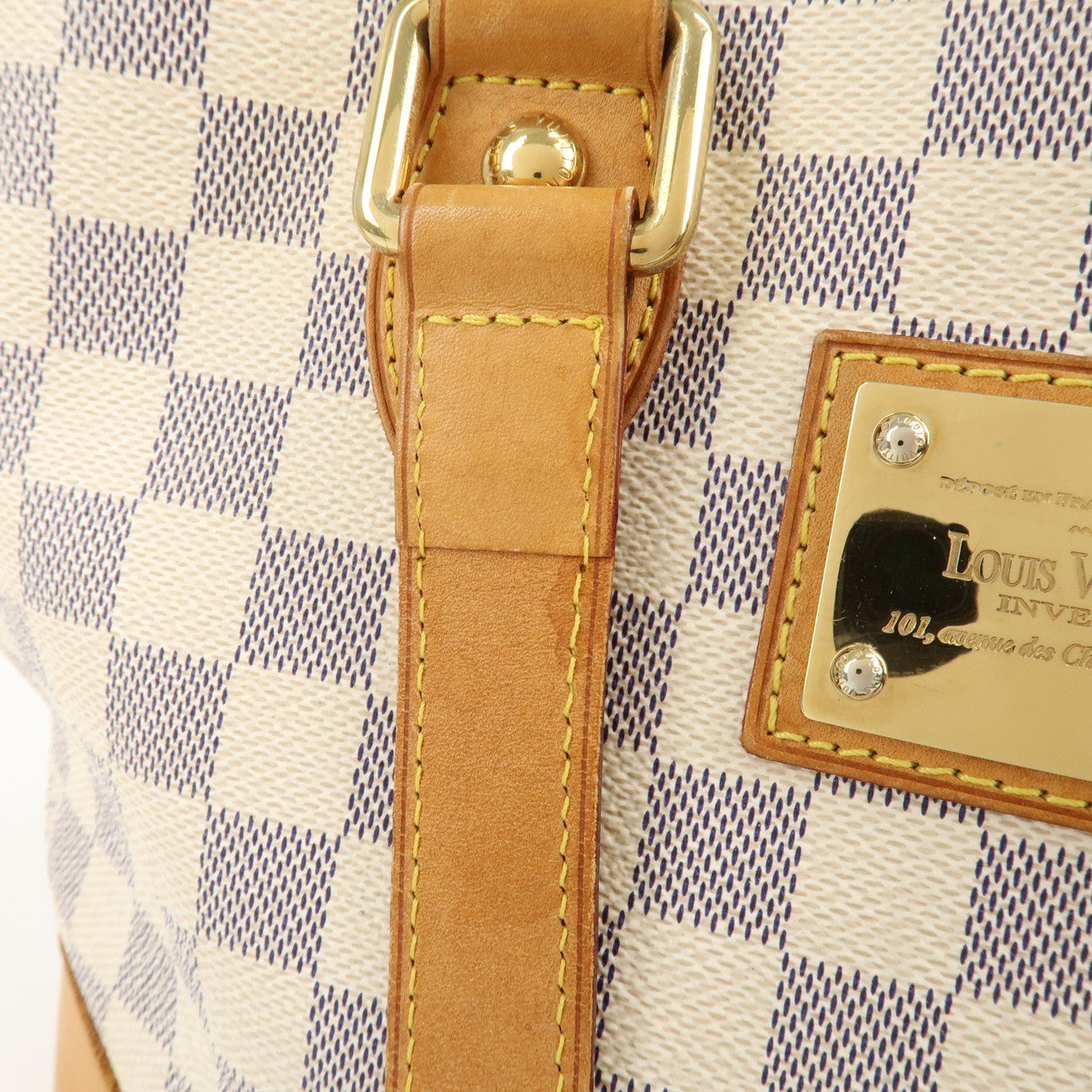Louis Vuitton Damier Azur Hampstead MM Canvas Hand Bag N51206 Used