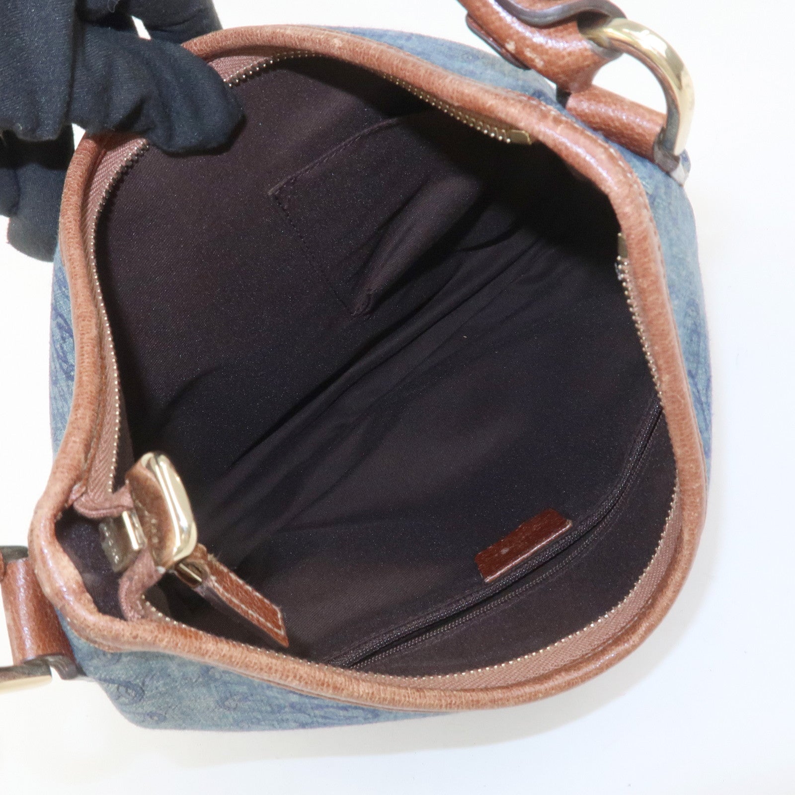 GUCCI Abbey GG Denim Canvas Leather Shoulder Bag Hand Bag 130738