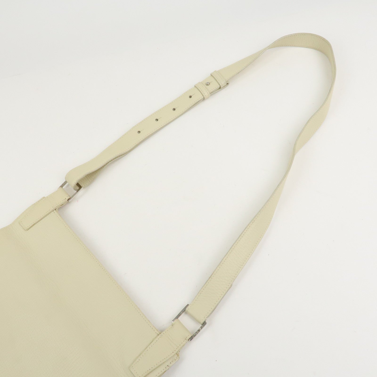 LOEWE Logo Leather Shoulder Bag Crossbody Bag Ivory