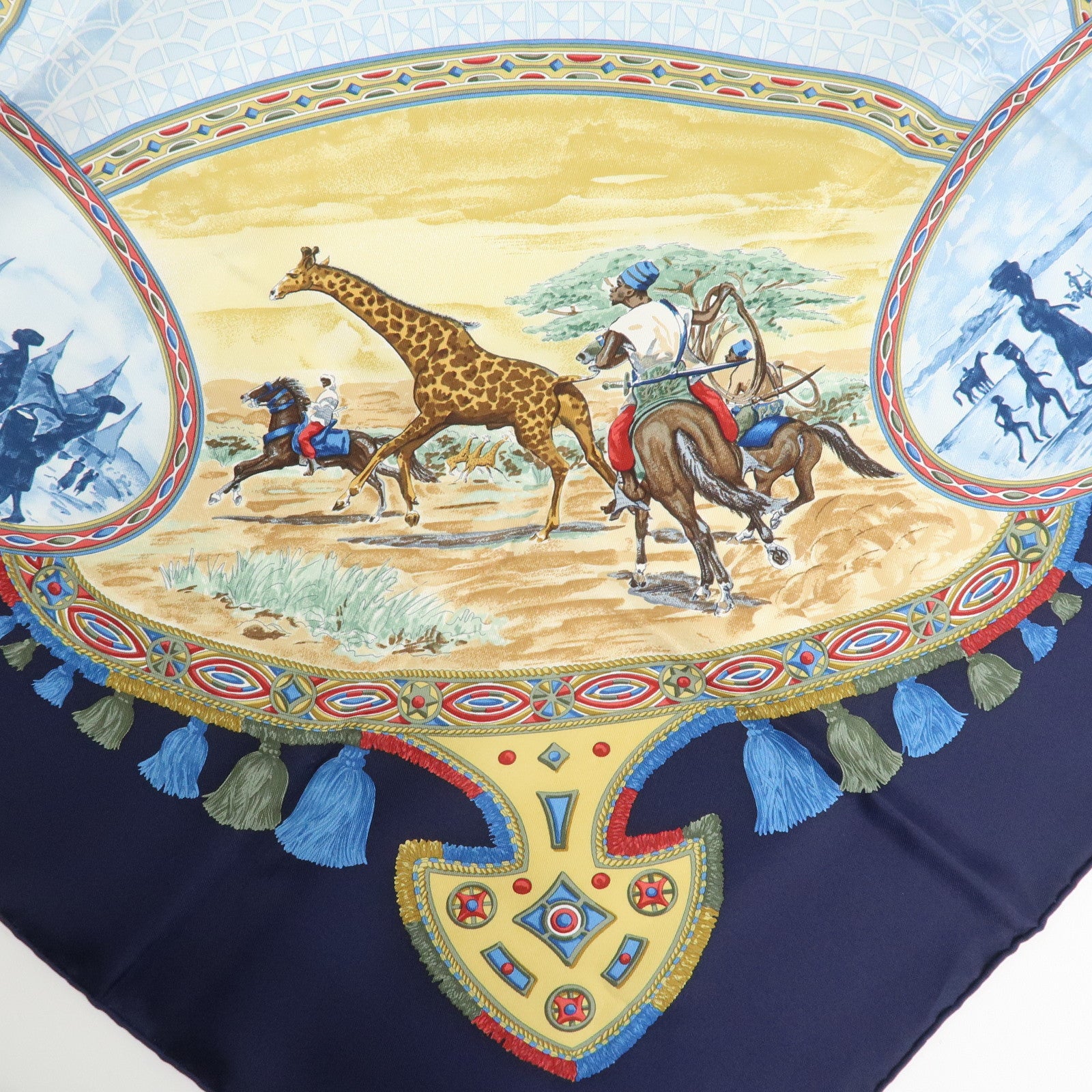 HERMES Carre 90 Silk 100% Scarf RENCONTRE OCEANE  Black Used