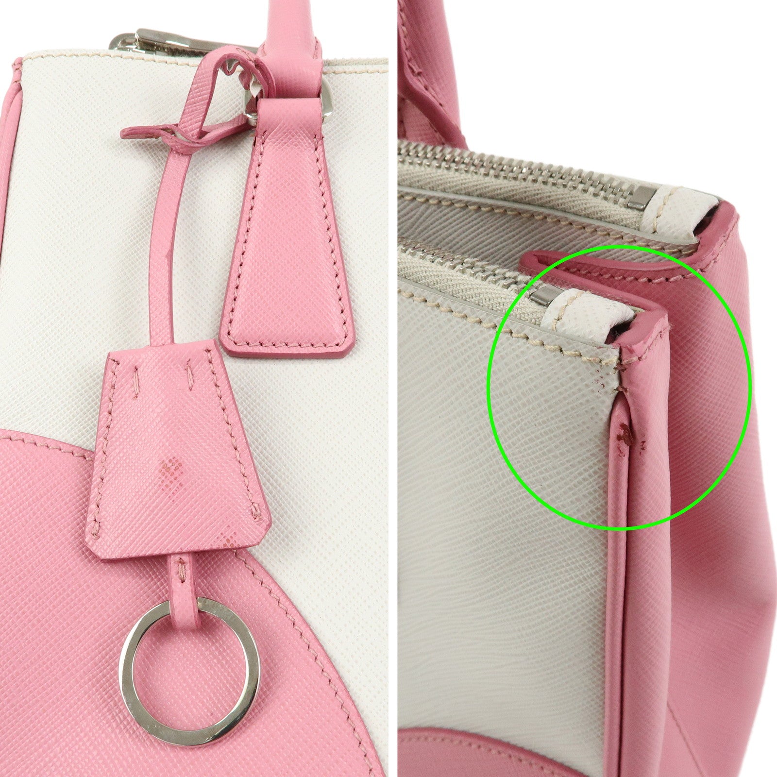 PRADA Triangle Logo Galleria Saffiano Leather 2Way Hand Bag B2863K Auth Used F/S