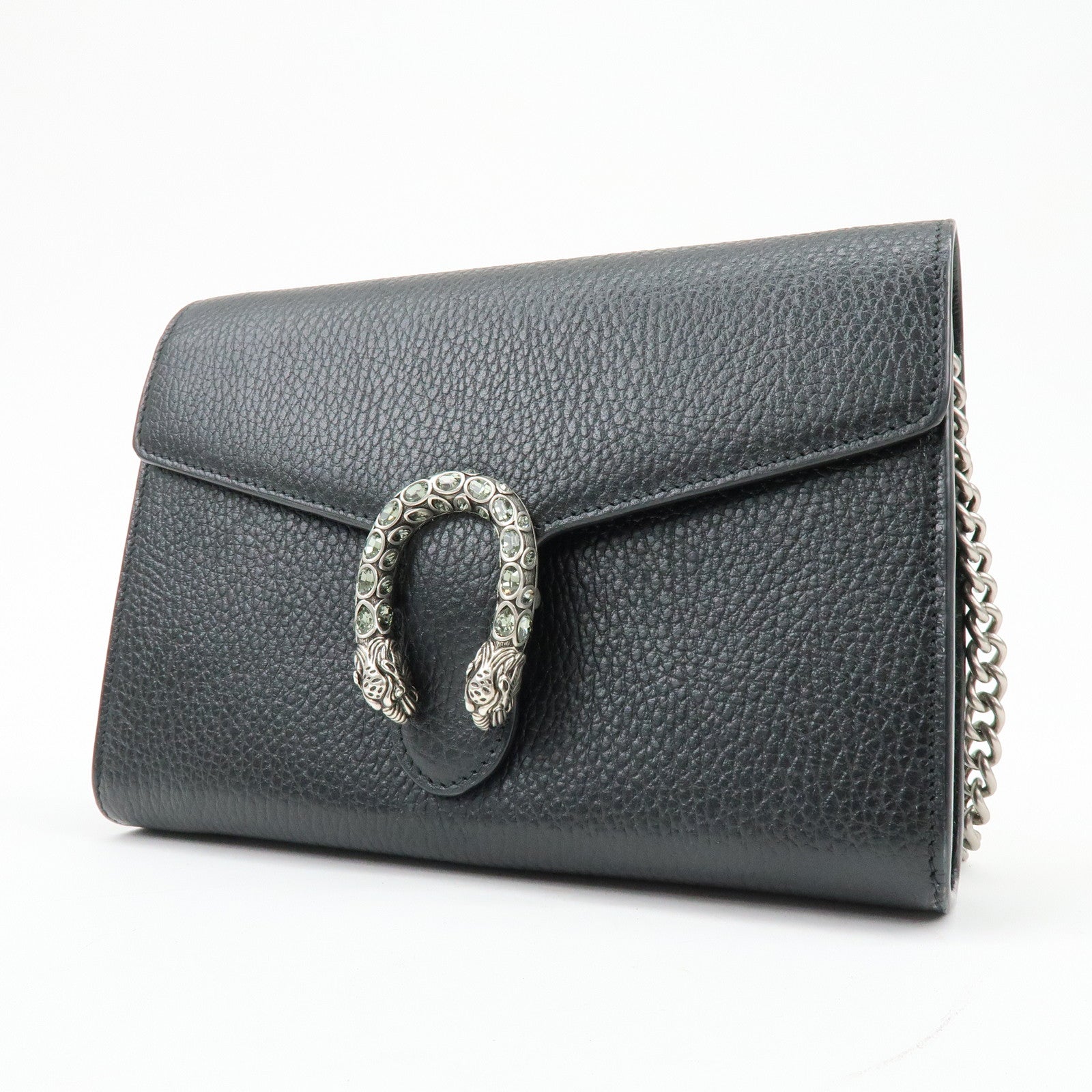 GUCCI Dionysus Leather Chain Wallet Shoulder Bag Black 401231