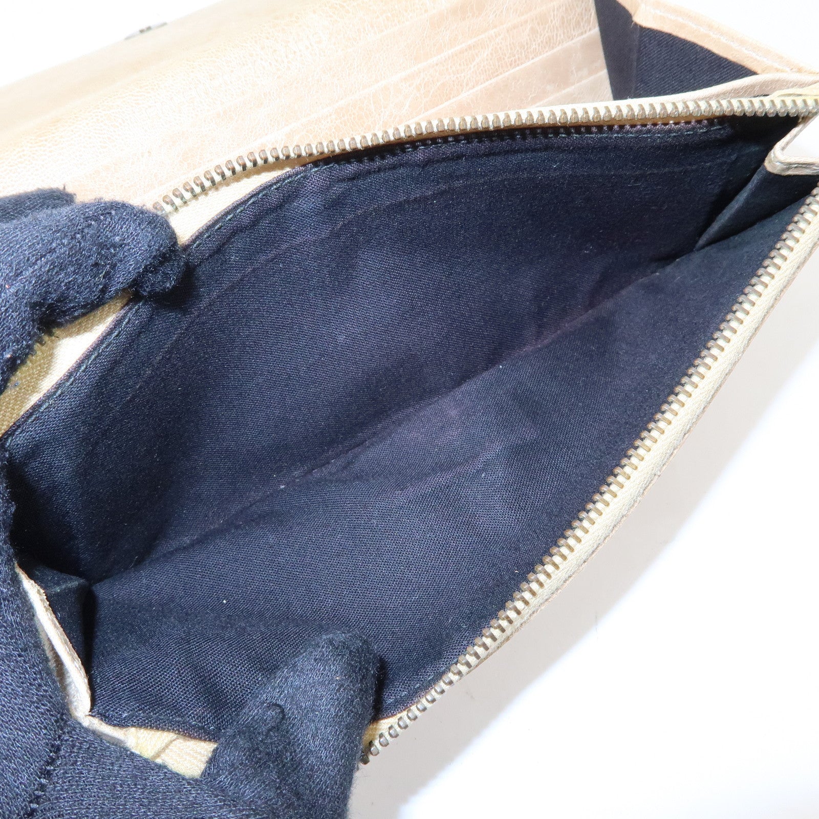 BALENCIAGA City Leather The Money Long Wallet Beige 163471