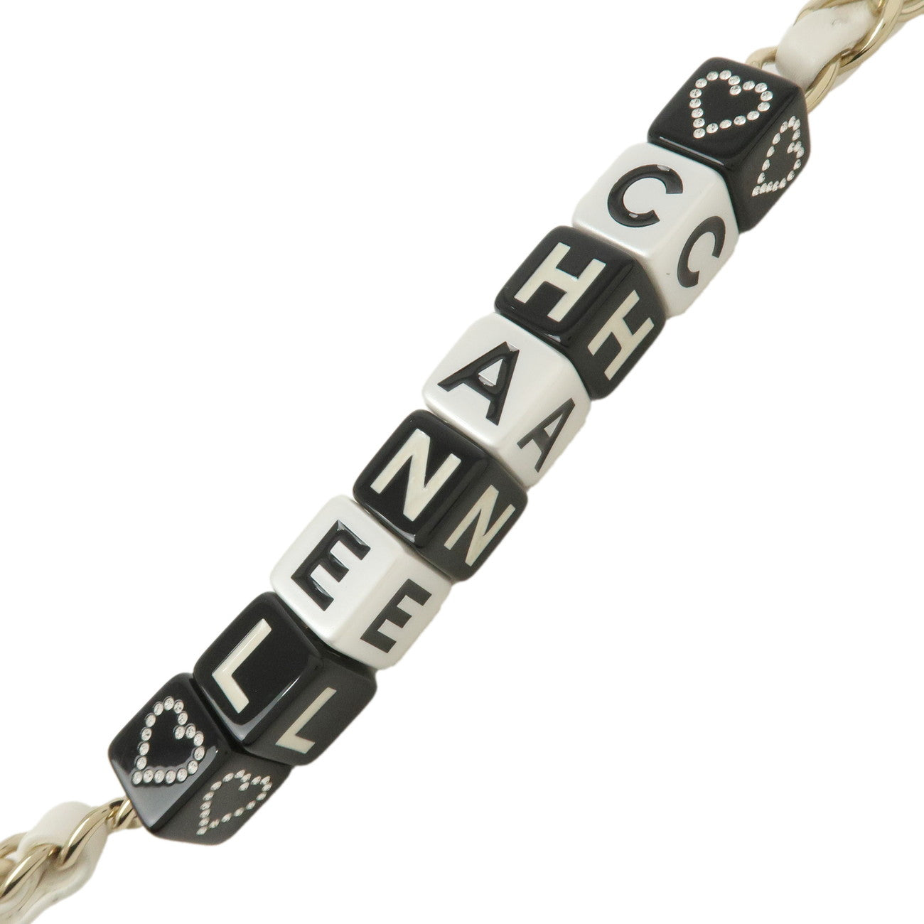CHANEL Chocolate Bar Lamb skin White   Gold -