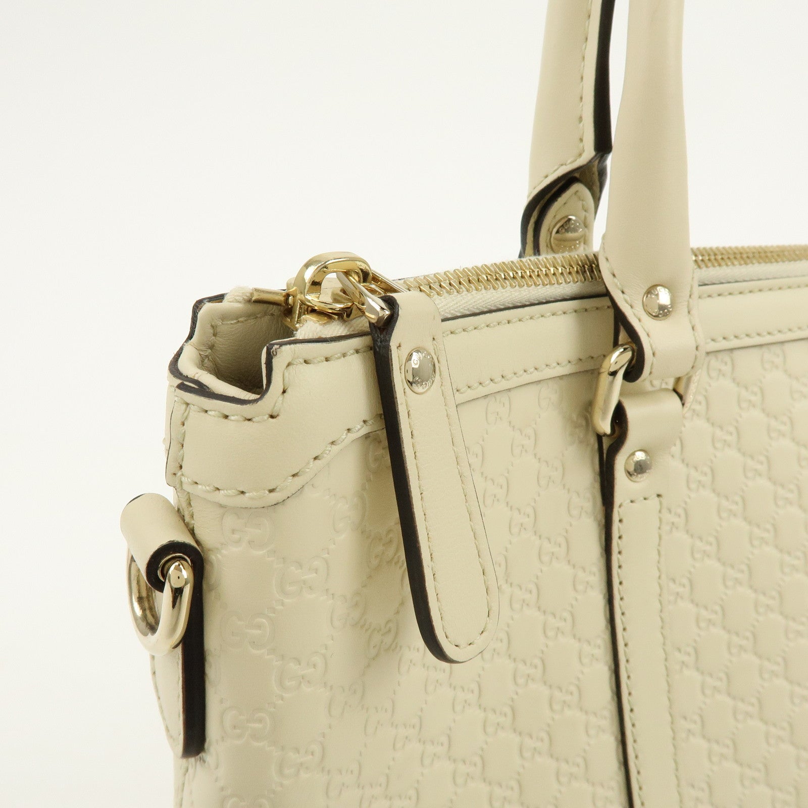 GUCCI Microguccissima Leather 2Way Bag Hand Bag Ivory 449656