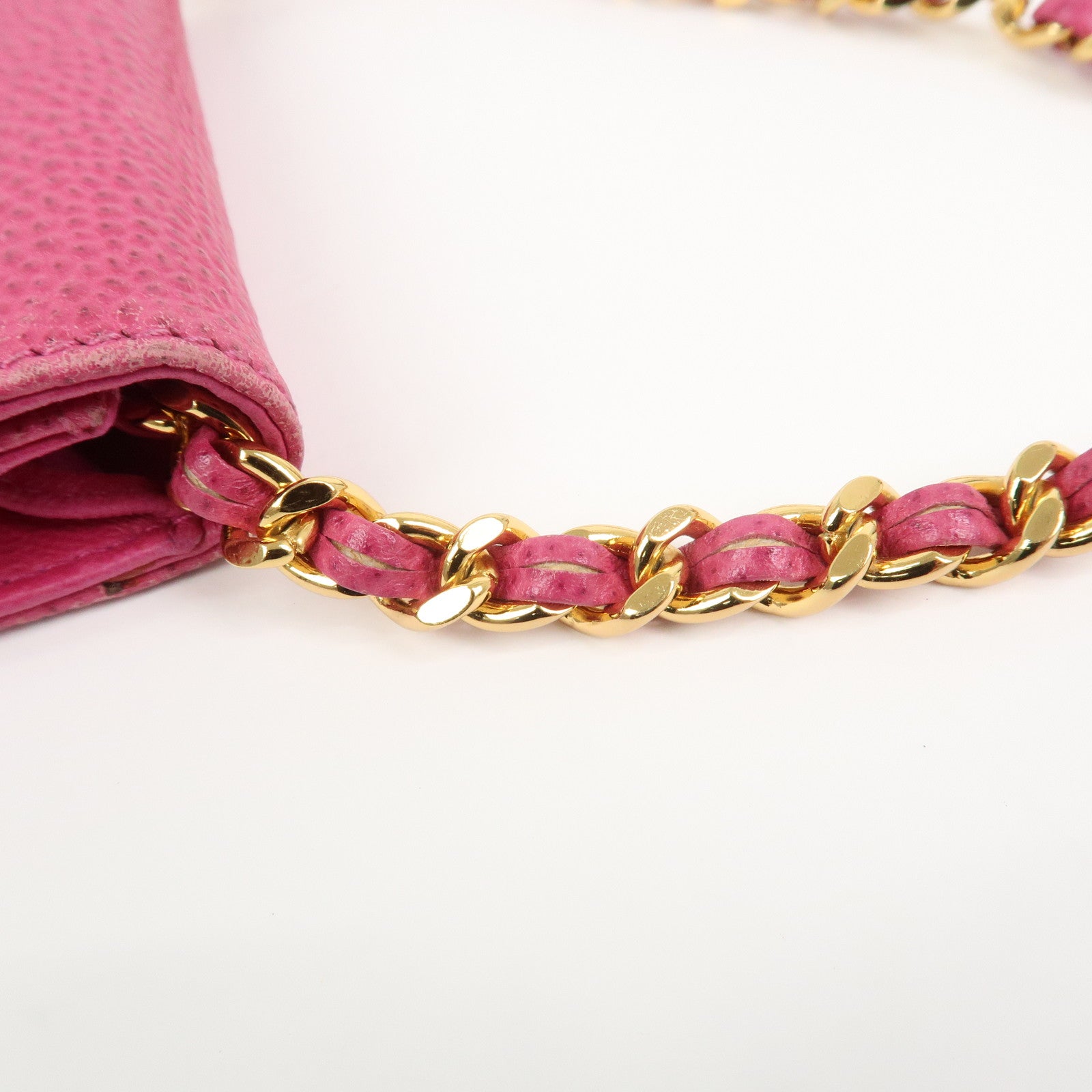 CHANEL COCO Mark Caviarskin Small Shoulder Bag Phone Bag Pink Gold