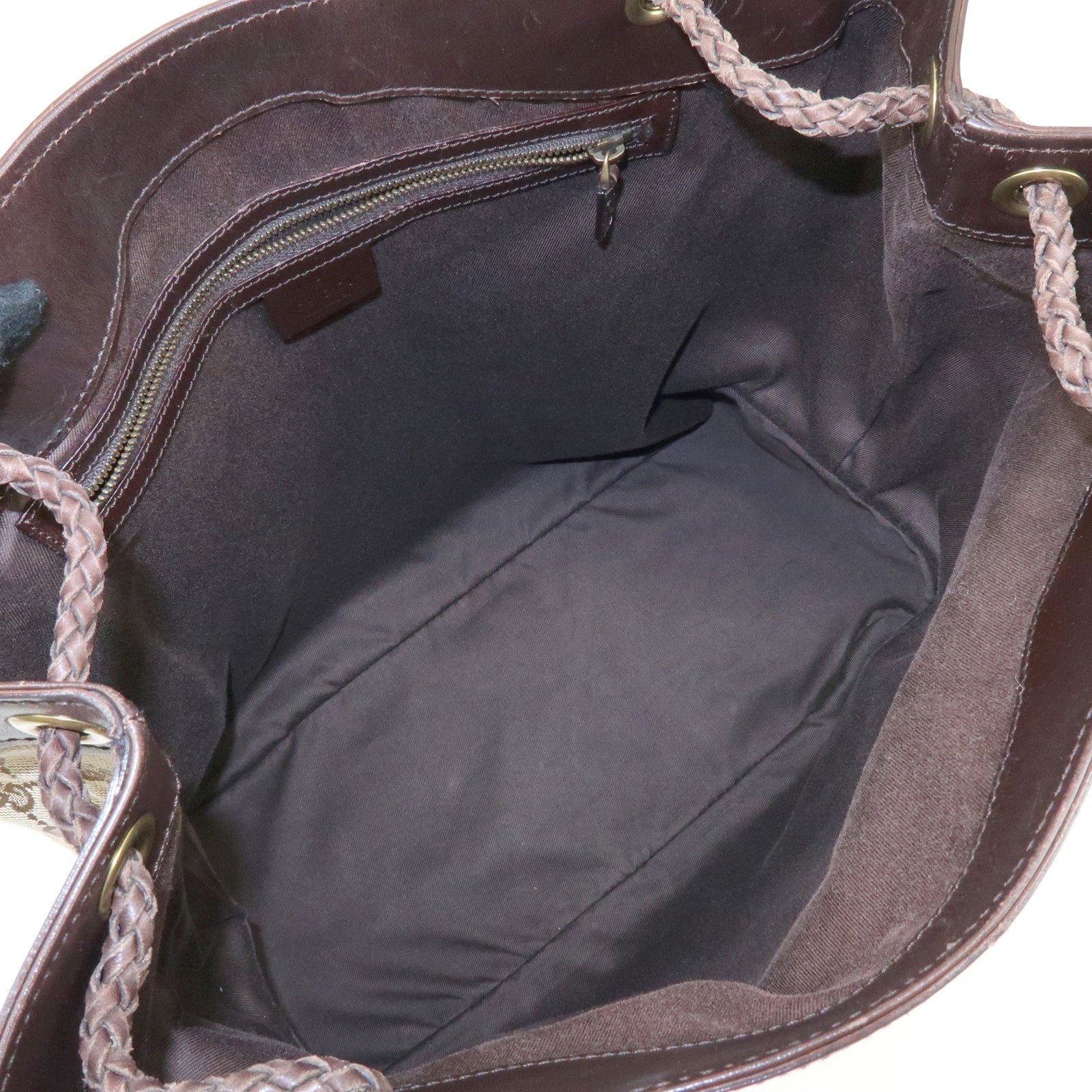 GUCCI GG Canvas Leather Tote Bag Shoulder Bag Brown 109141