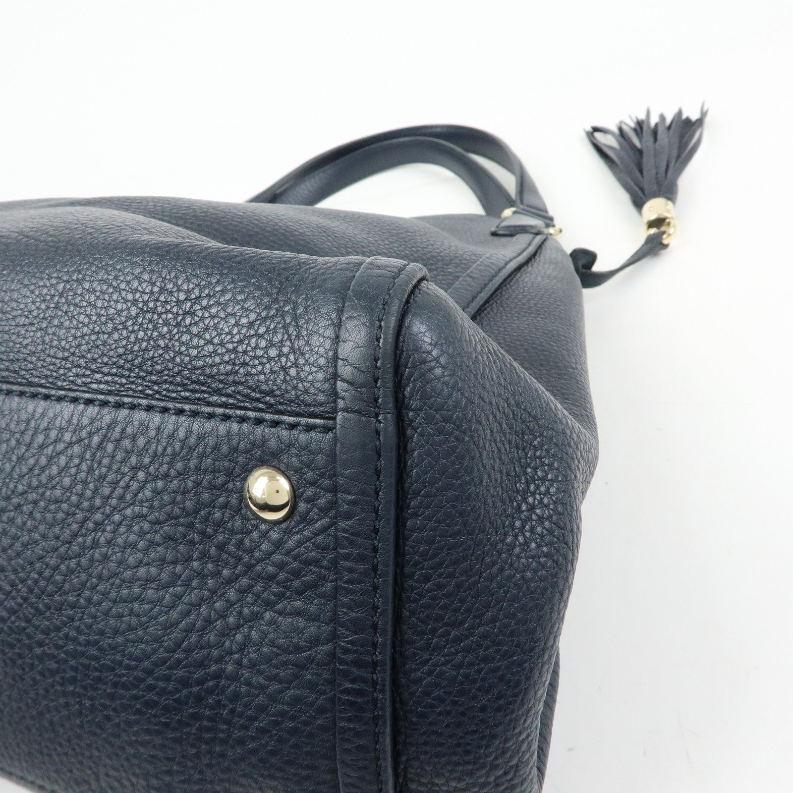 GUCCI SOHO Interlocking G Leather Tote Bag Shoulder Bag Navy 282309
