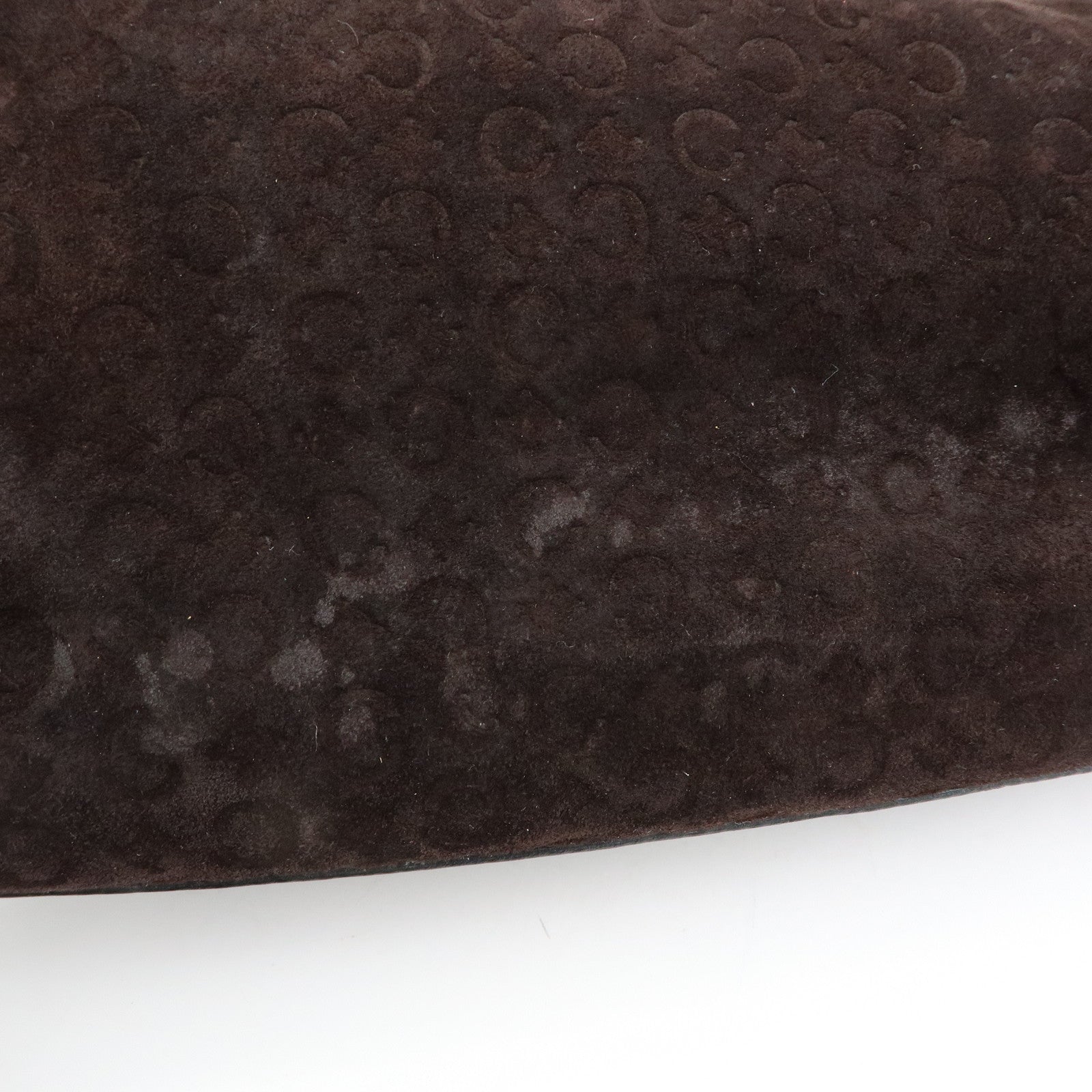 CELINE C Macadam Suede Leather Shoulder Bag Hand Bag Dark Brown