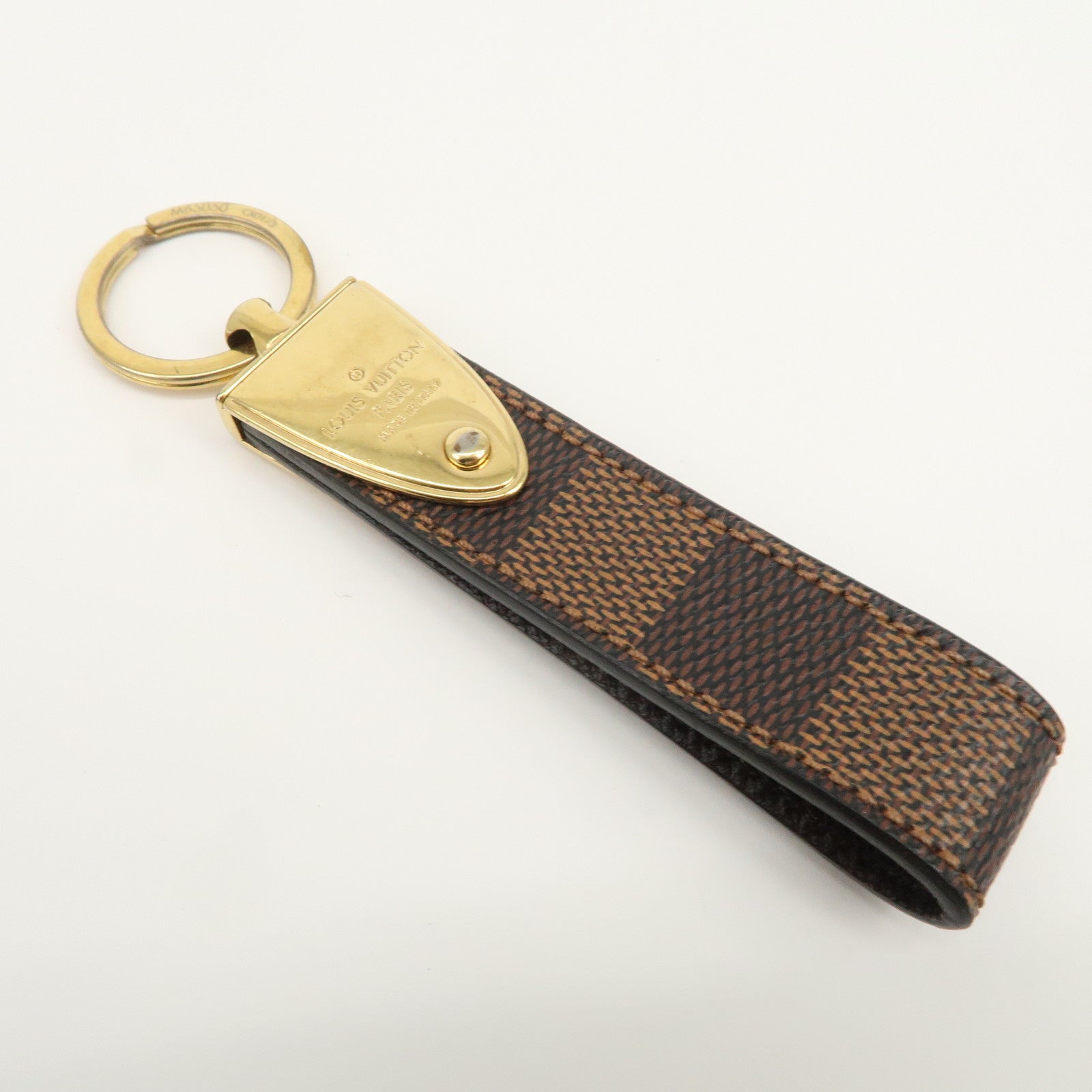 Louis Vuitton Damier Porte Cles Dragonne Key Ring Brown M65050