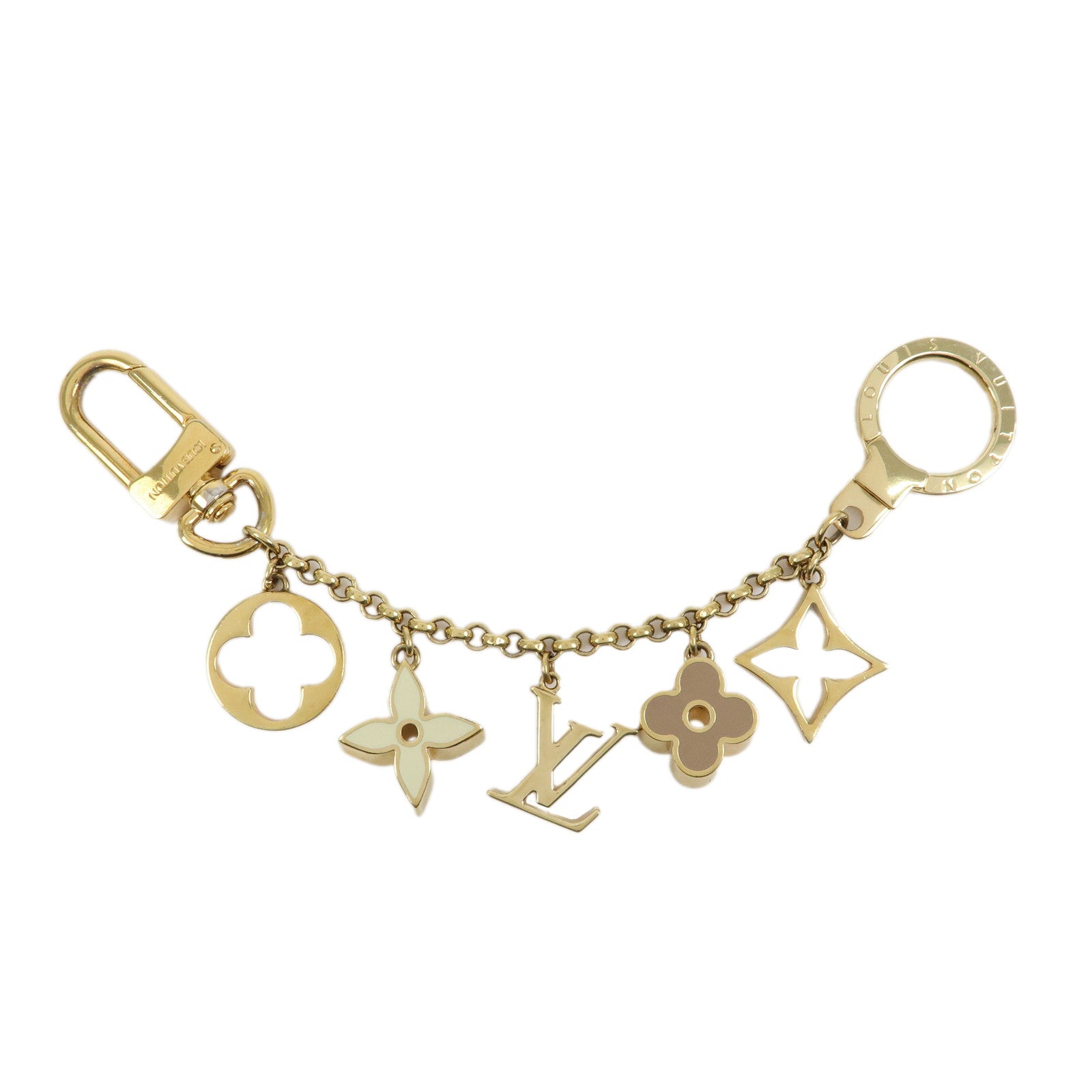 Louis Vuitton Fleur de Monogram Bag Charm Key Chain Gold M65111