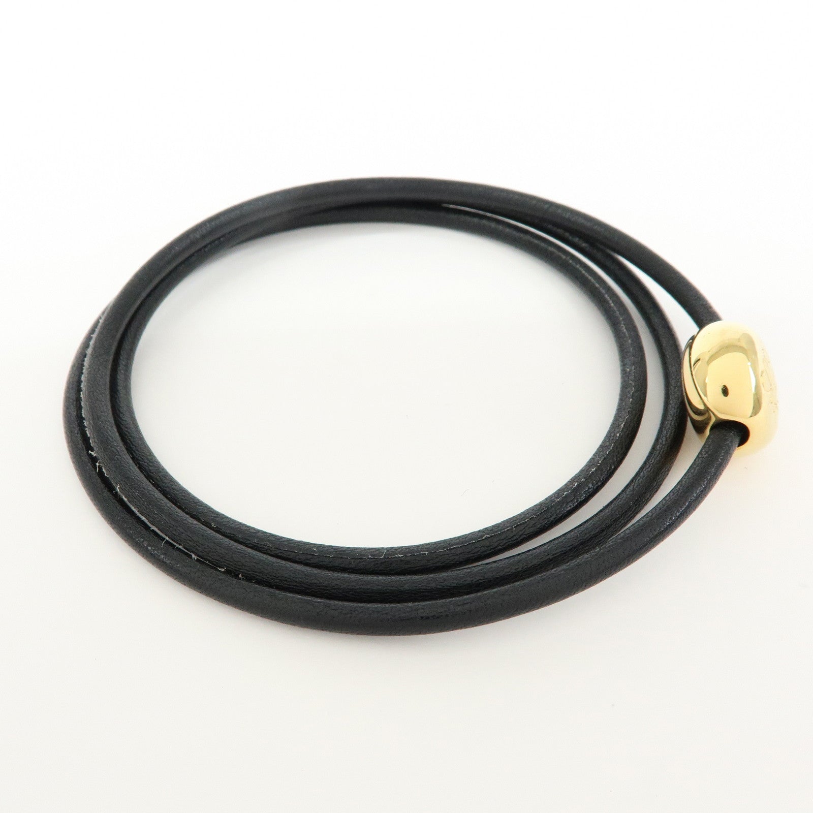 LOEWE Anagram Leather Pebble Bracelet Black