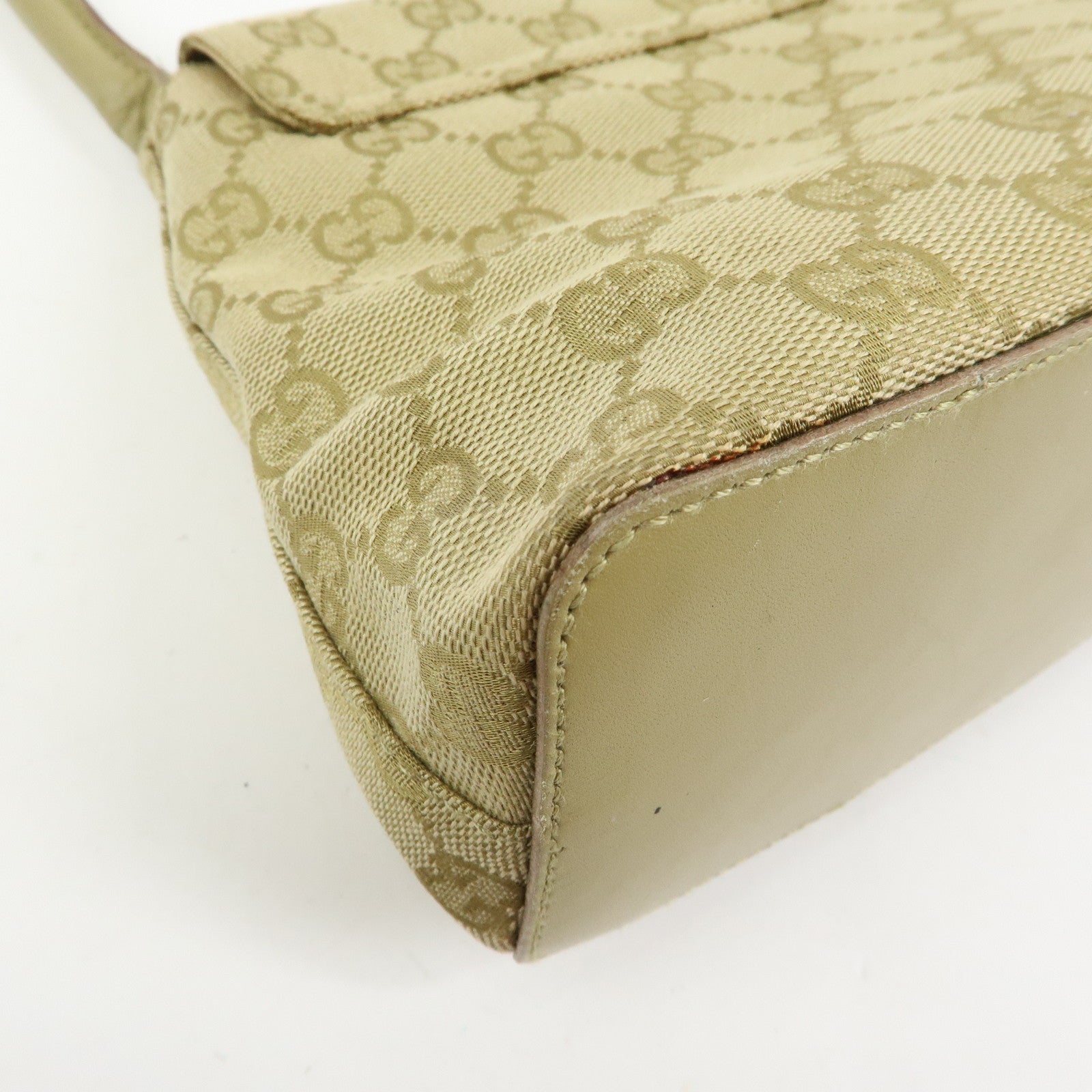 GUCCI GG Canvas Leather Shoulder Bag Hand Bag Beige 90646
