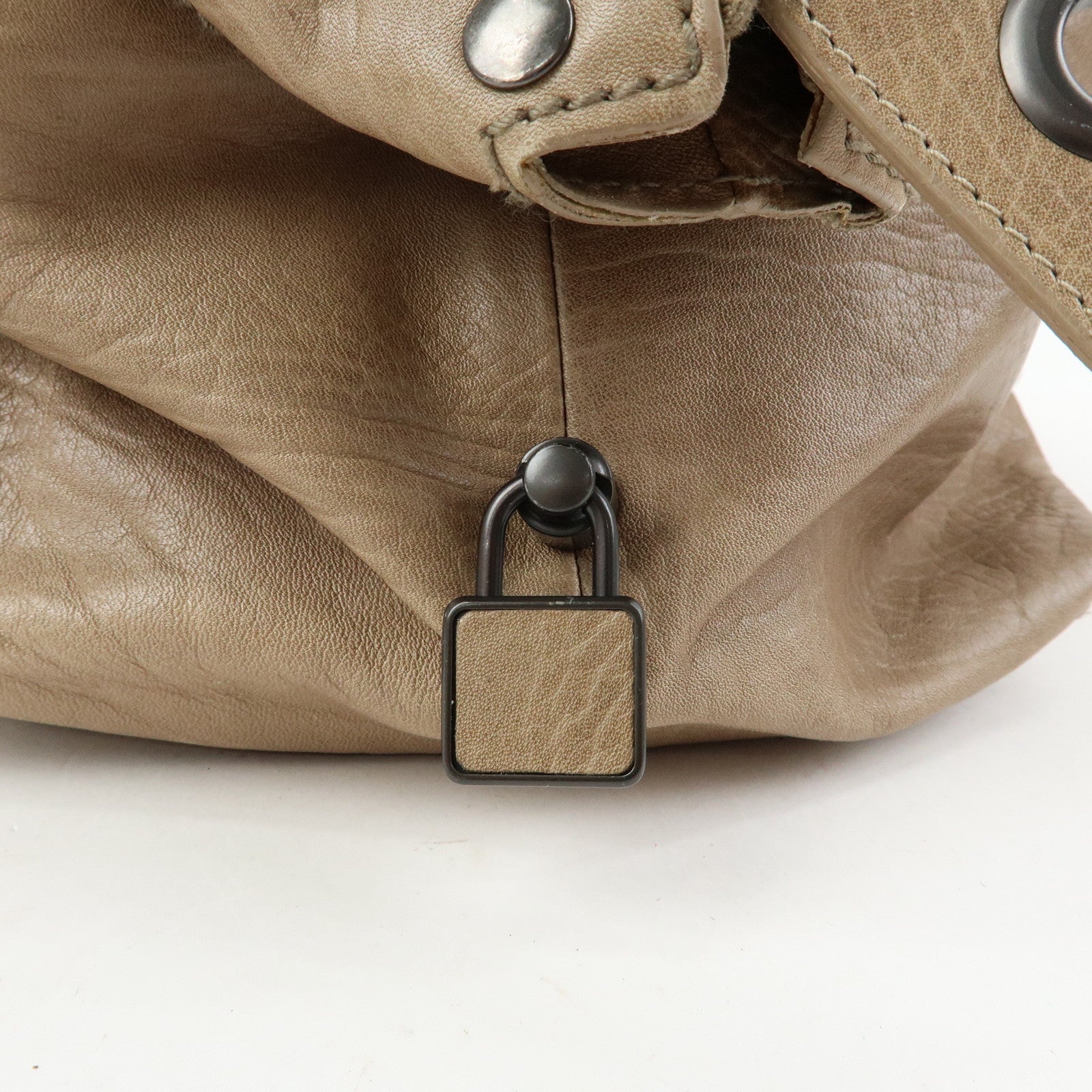 BOTTEGA VENETA Canvas Leather Boston Bag Hand Bag Beige 145119