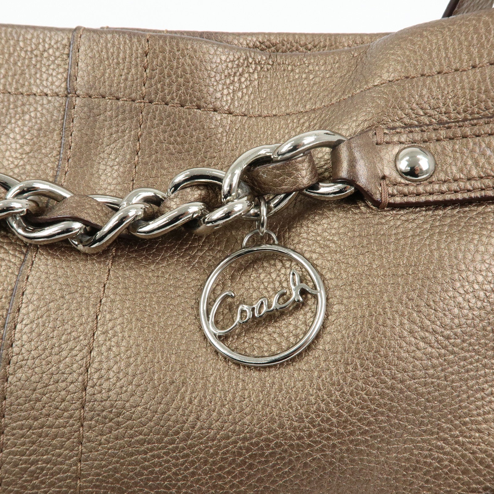 COACH Set of 2 Canvas Leather Shoulder Bag Brown Bronze