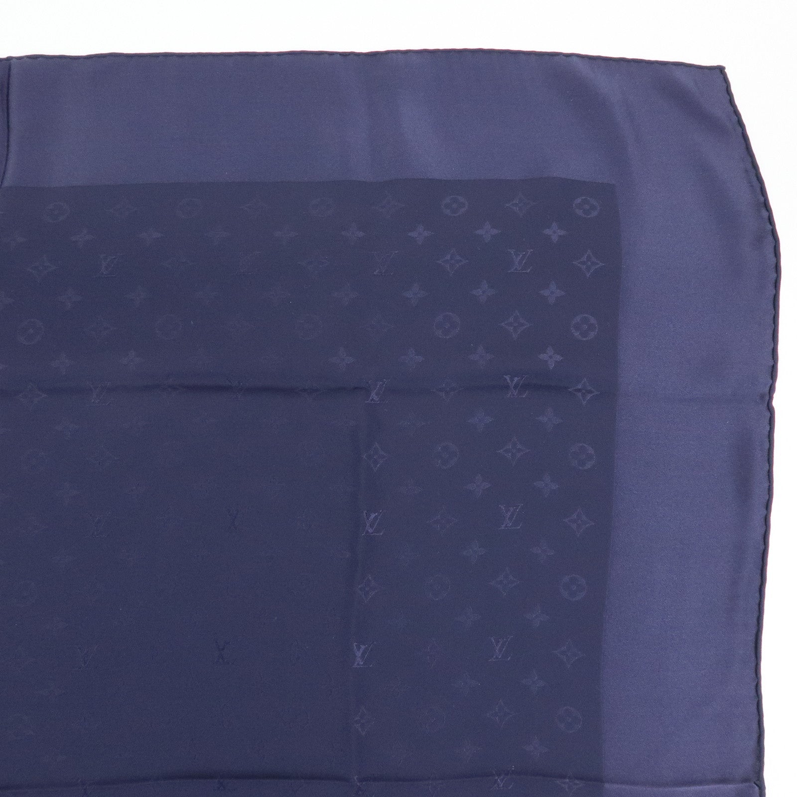 Louis Vuitton Monogram Silk100% Scarf Stole Shawl Navy