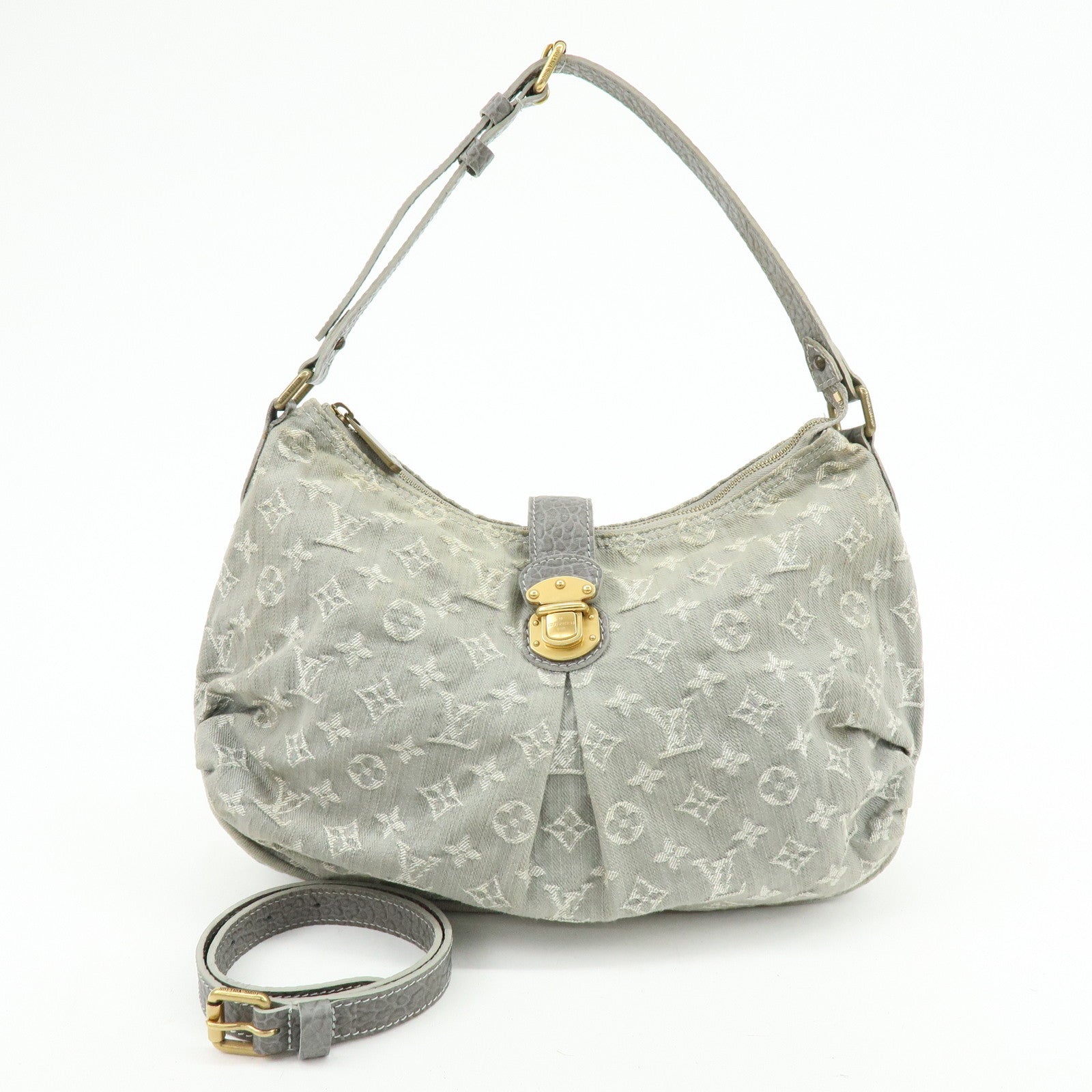 Louis Vuitton Slightly Denim Leather Shoulder Bag Gris M95384
