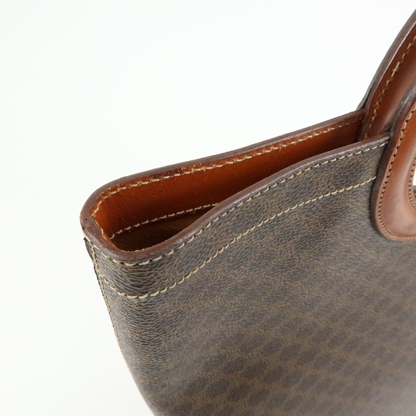 CELINE Macadam PVC Leather Hand Bag Tote Bag Brown